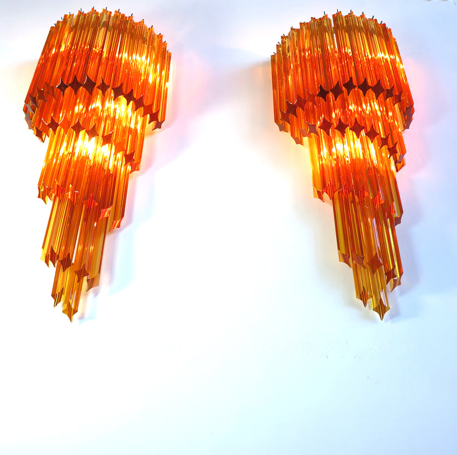 Murano Vegglampe | 41 Gule Prismeglass | 2 stk