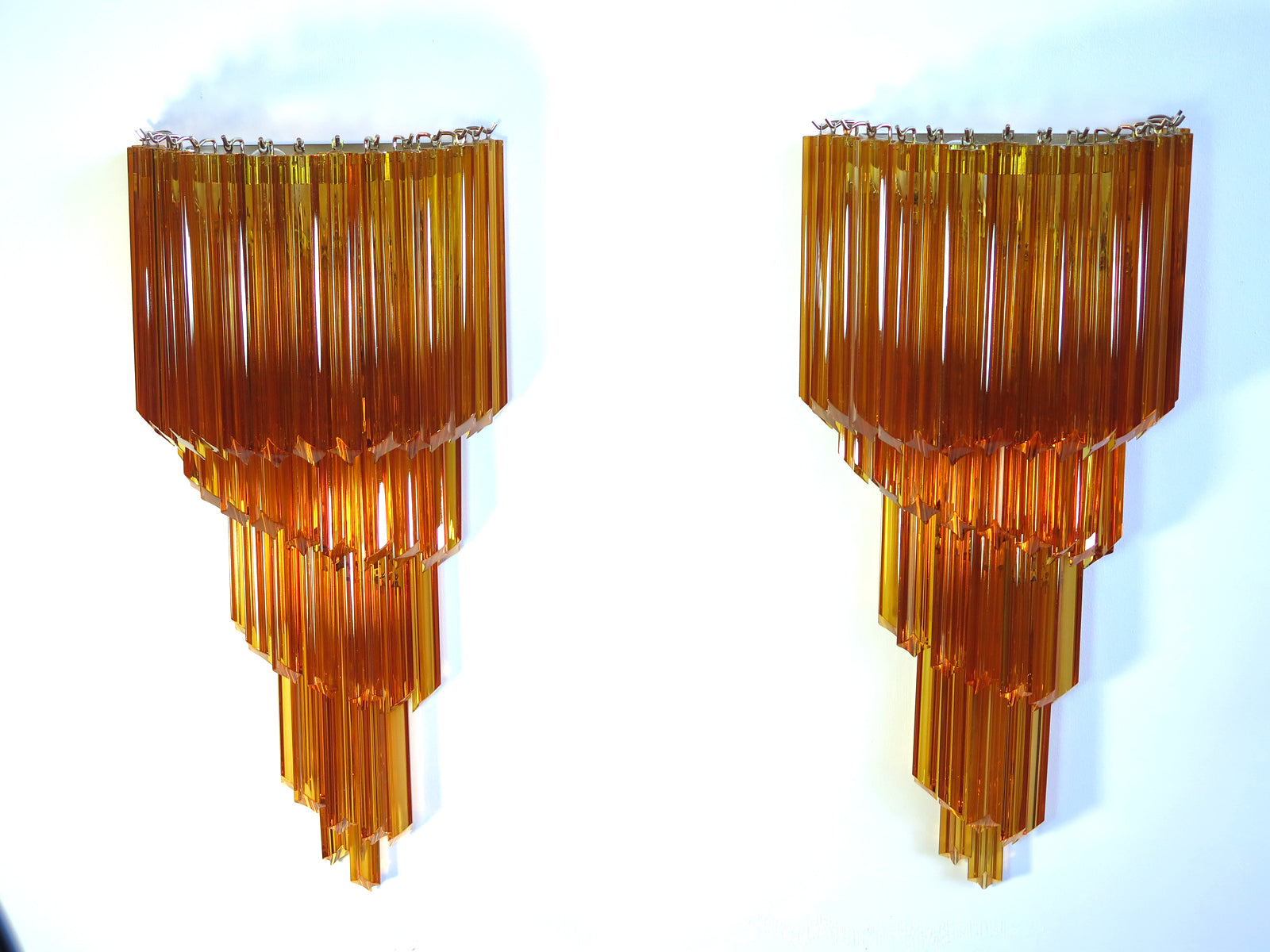 Murano Vegglampe | 41 Gule Prismeglass | 2 stk