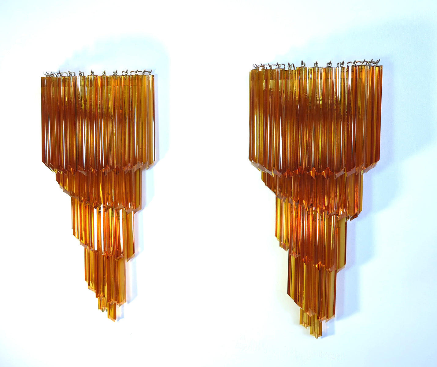 Murano Vegglampe | 41 Gule Prismeglass | 2 stk