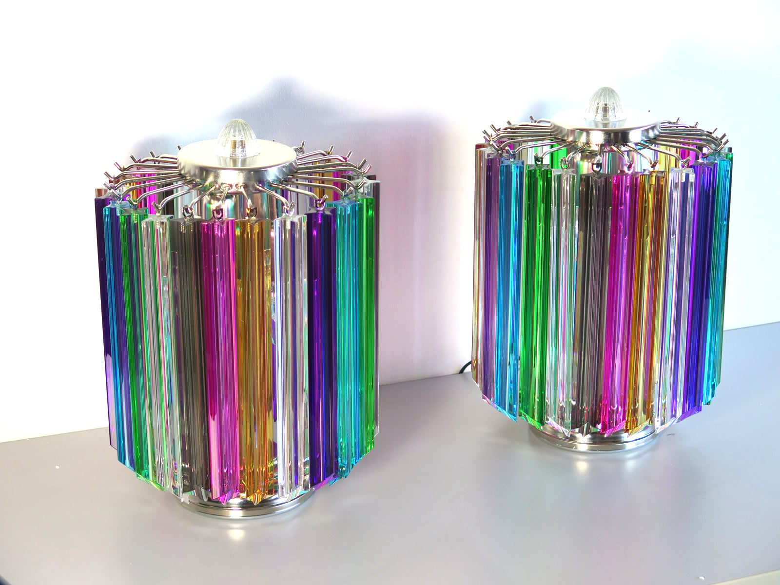 Murano Bordlampe – 24 Multifarge Prismeglass – 2 stk – Murano Classics