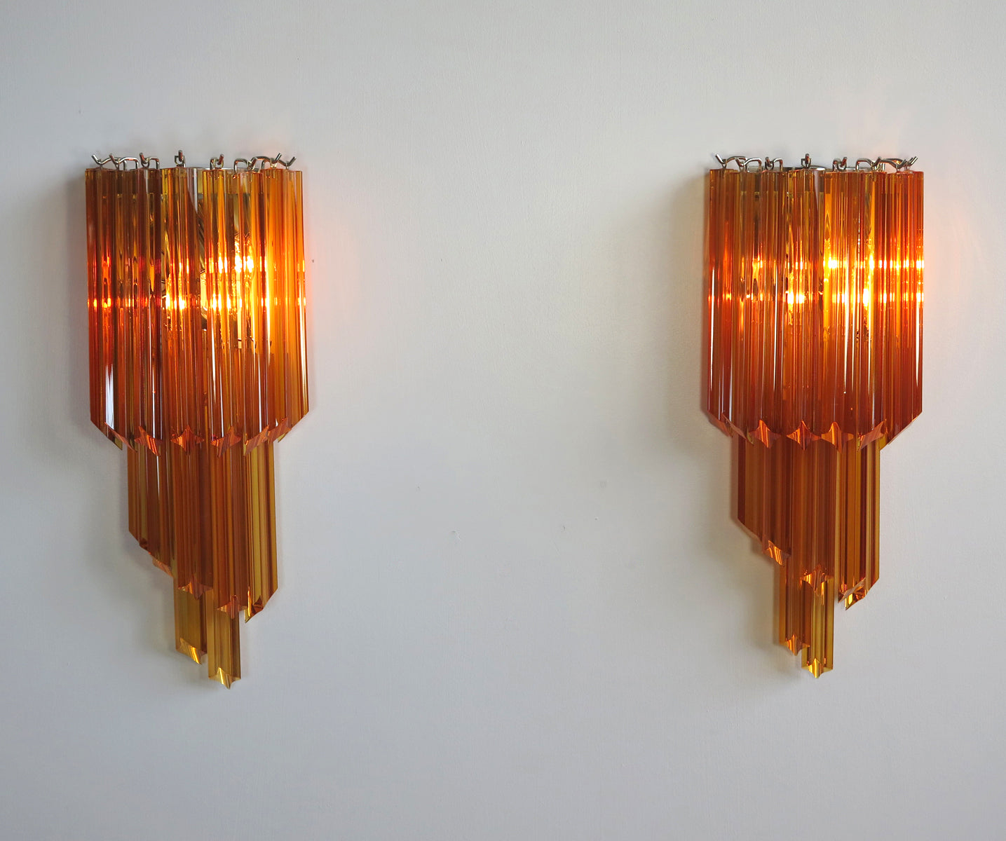 Murano Vegglampe | 32 Gule Prismeglass | 2 stk