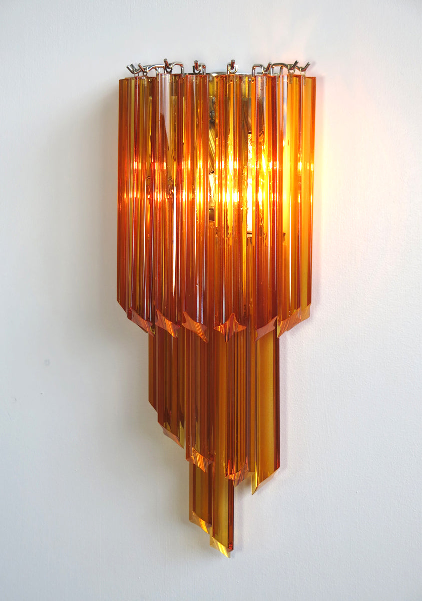 Murano Vegglampe | 32 Gule Prismeglass | 2 stk