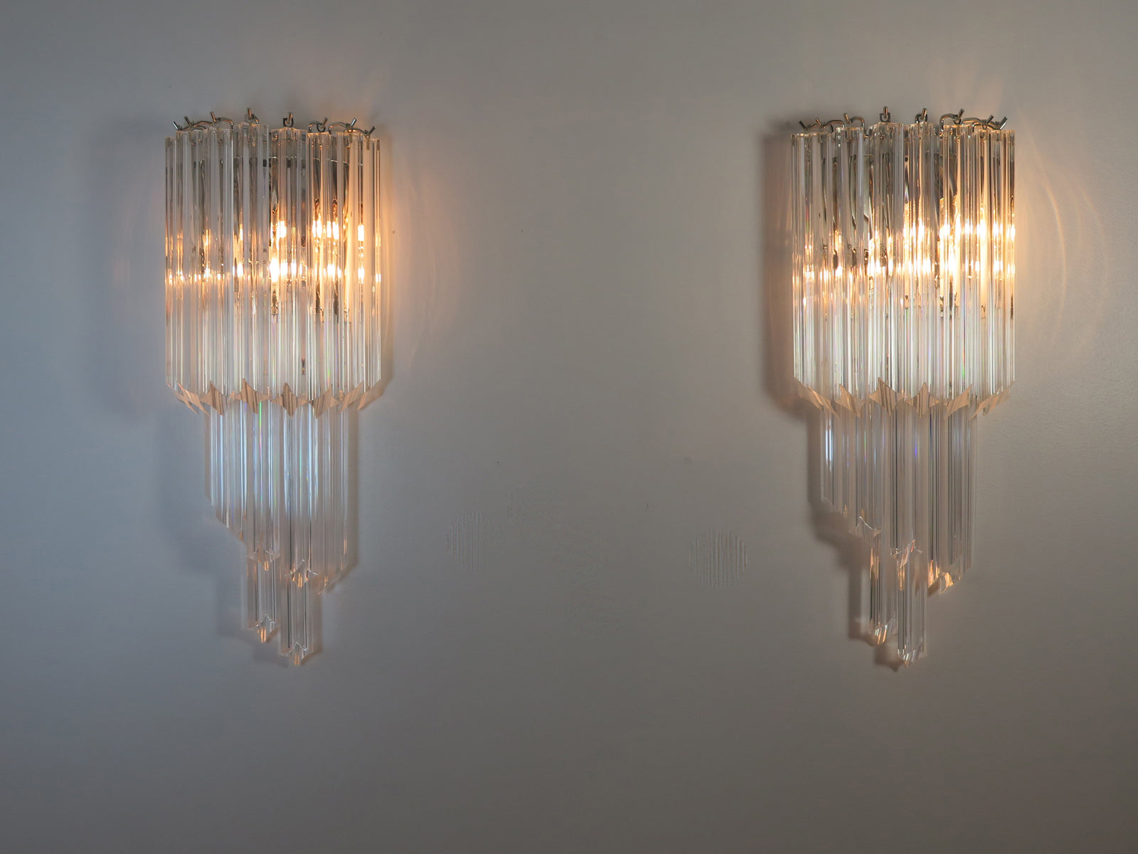 Murano Vegglampe | 32 Klare Prismeglass | 2 stk