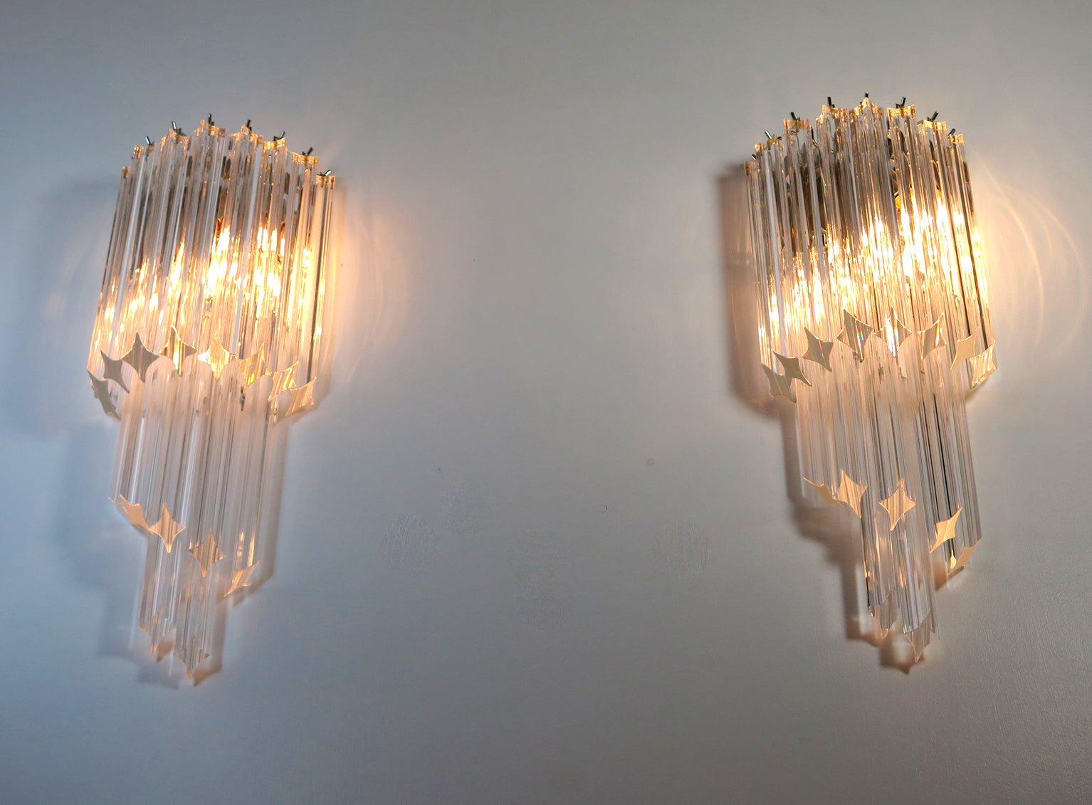 Murano Vegglampe | 32 Klare Prismeglass | 2 stk