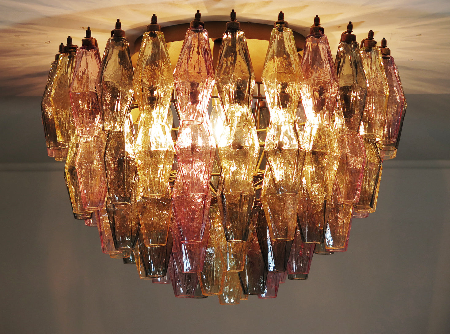 Murano Taklampe – 84 Multifarge Poliedriglass – detalj 7 – Murano Classics