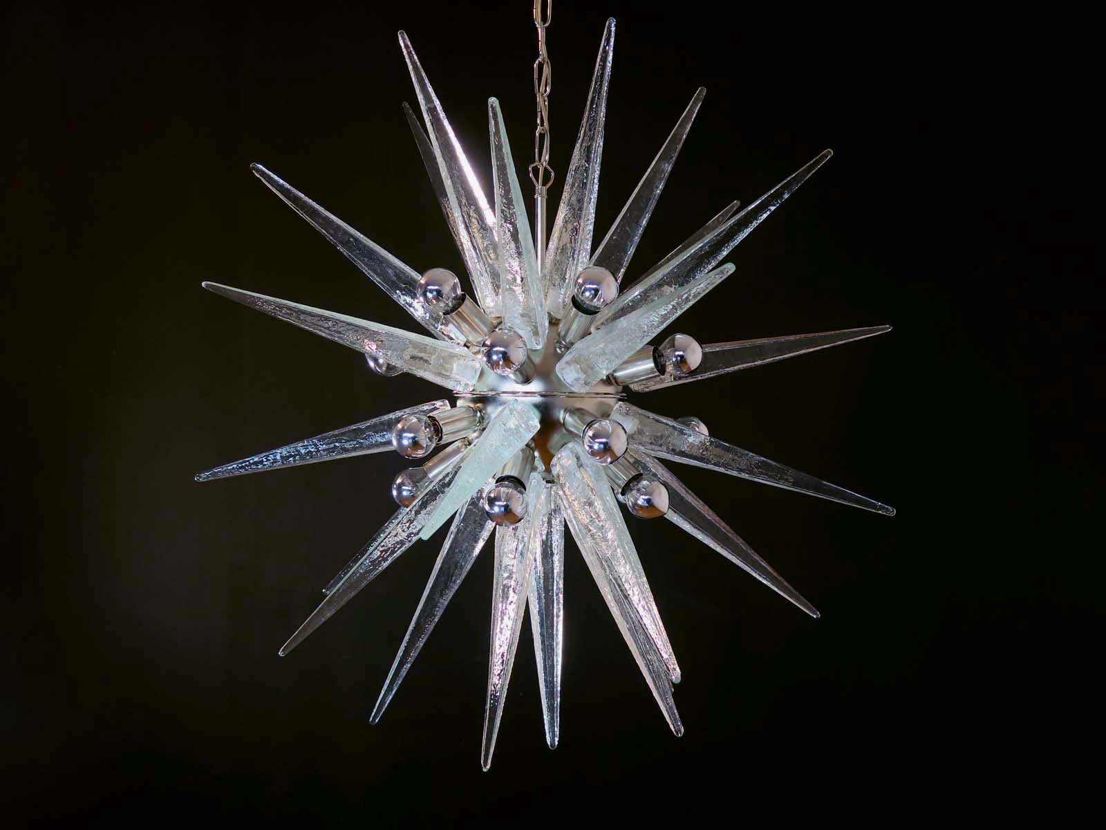Murano Lysekrone – 31 Klare Sputnik – detalj 11 – Murano Classics