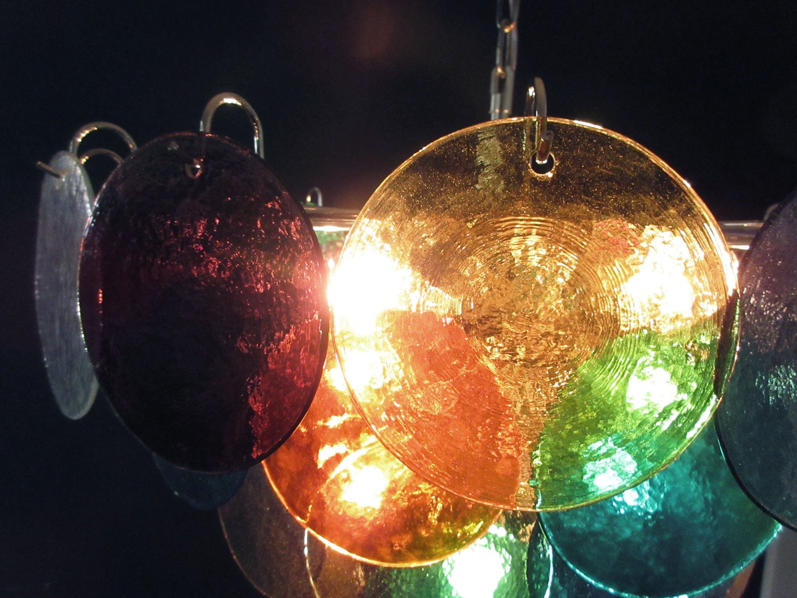 Murano Lysekrone – 50 Multifargede Glassdisker – detalj 9 – Murano Classics