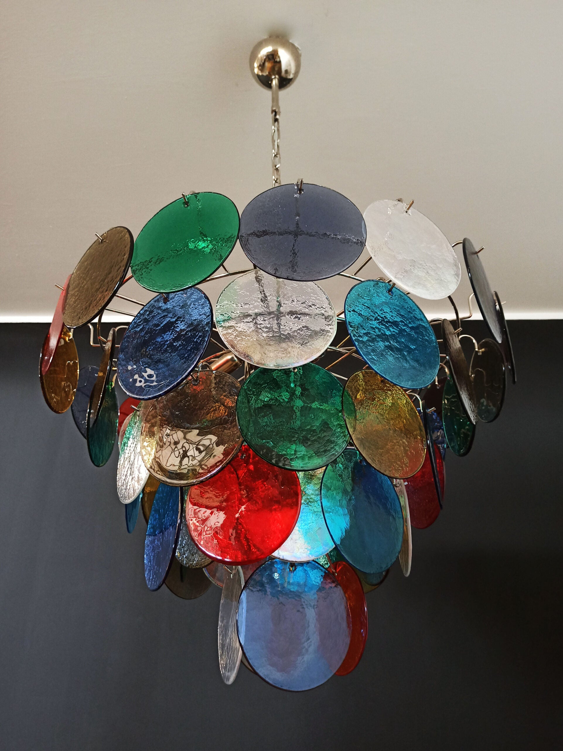Murano Lysekrone – 57 Multifargede Glassdisker – detalj 7 – Murano Classics