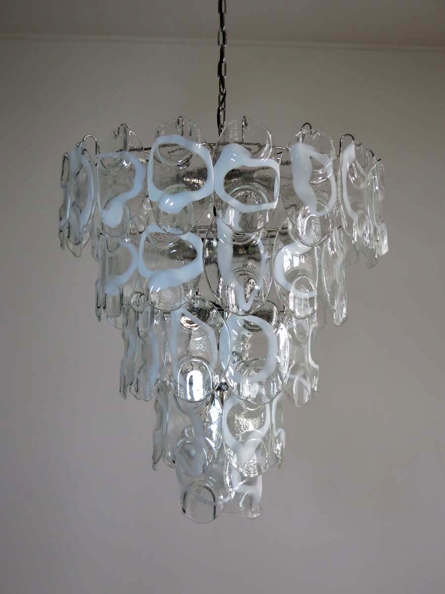 Murano Lysekrone – 50 Hvite Crostoliglass – detalj 2 – Murano Classics