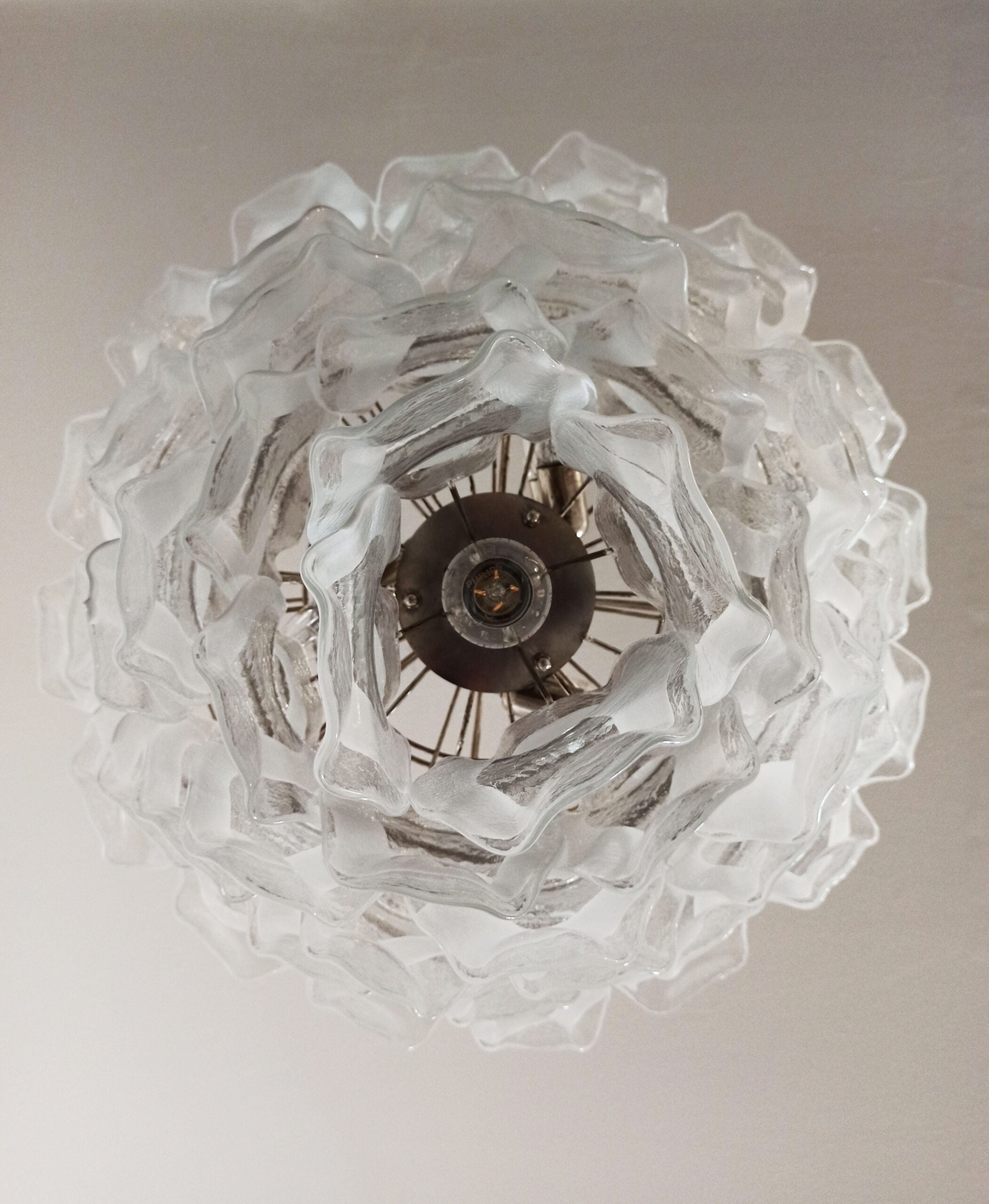 Murano Lysekrone | 57 Klare Hvite Crostoliglass