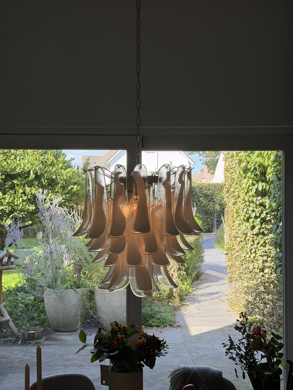 Murano Lysekrone | 41 Klare Konglebladglass
