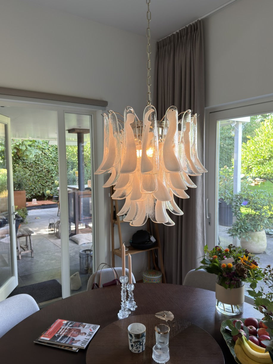 Murano Lysekrone | 41 Klare Konglebladglass