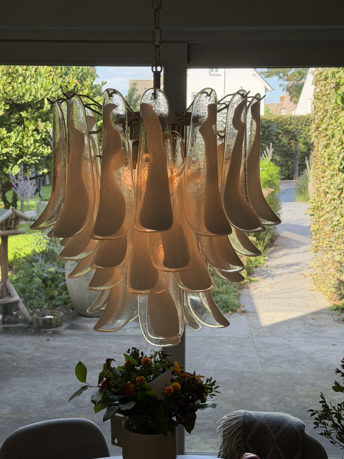 Murano Lysekrone | 41 Klare Konglebladglass