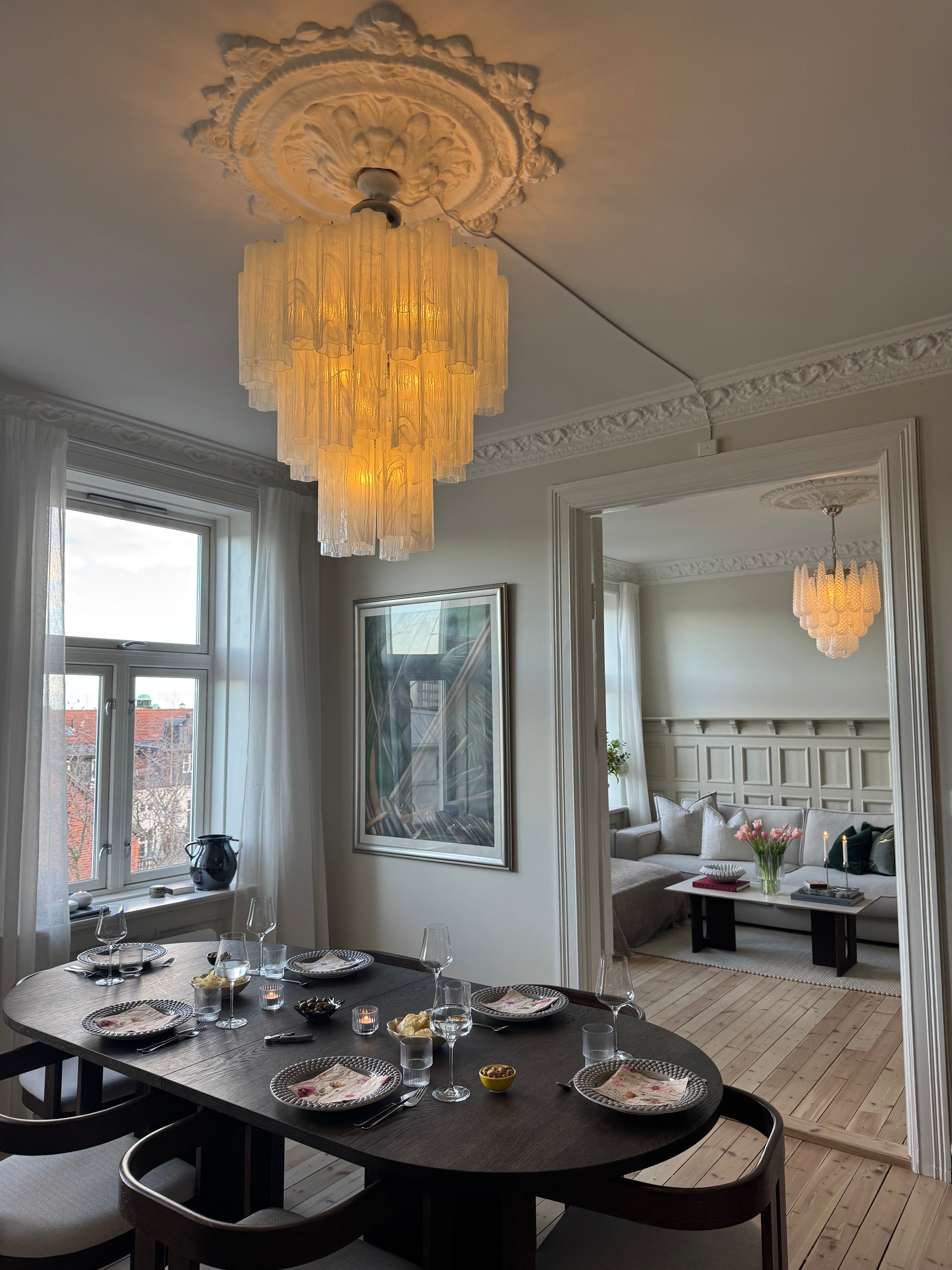 Murano Lysekrone – 48 Hvit Alabaster Glassrør – detalj 5 – Murano Classics