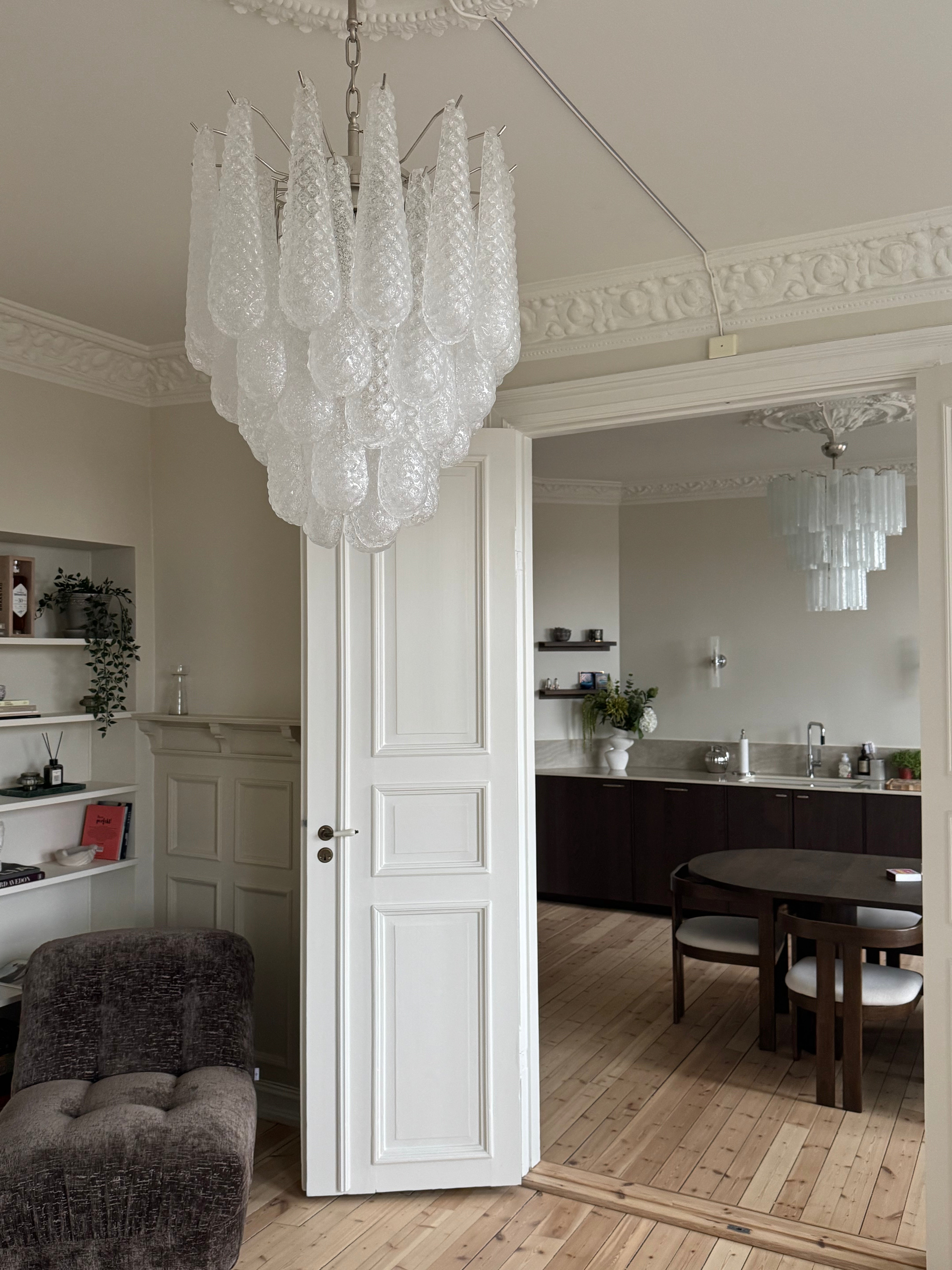 Murano Lysekrone – 41 Klare Dråpeglass – detalj 6 – Murano Classics