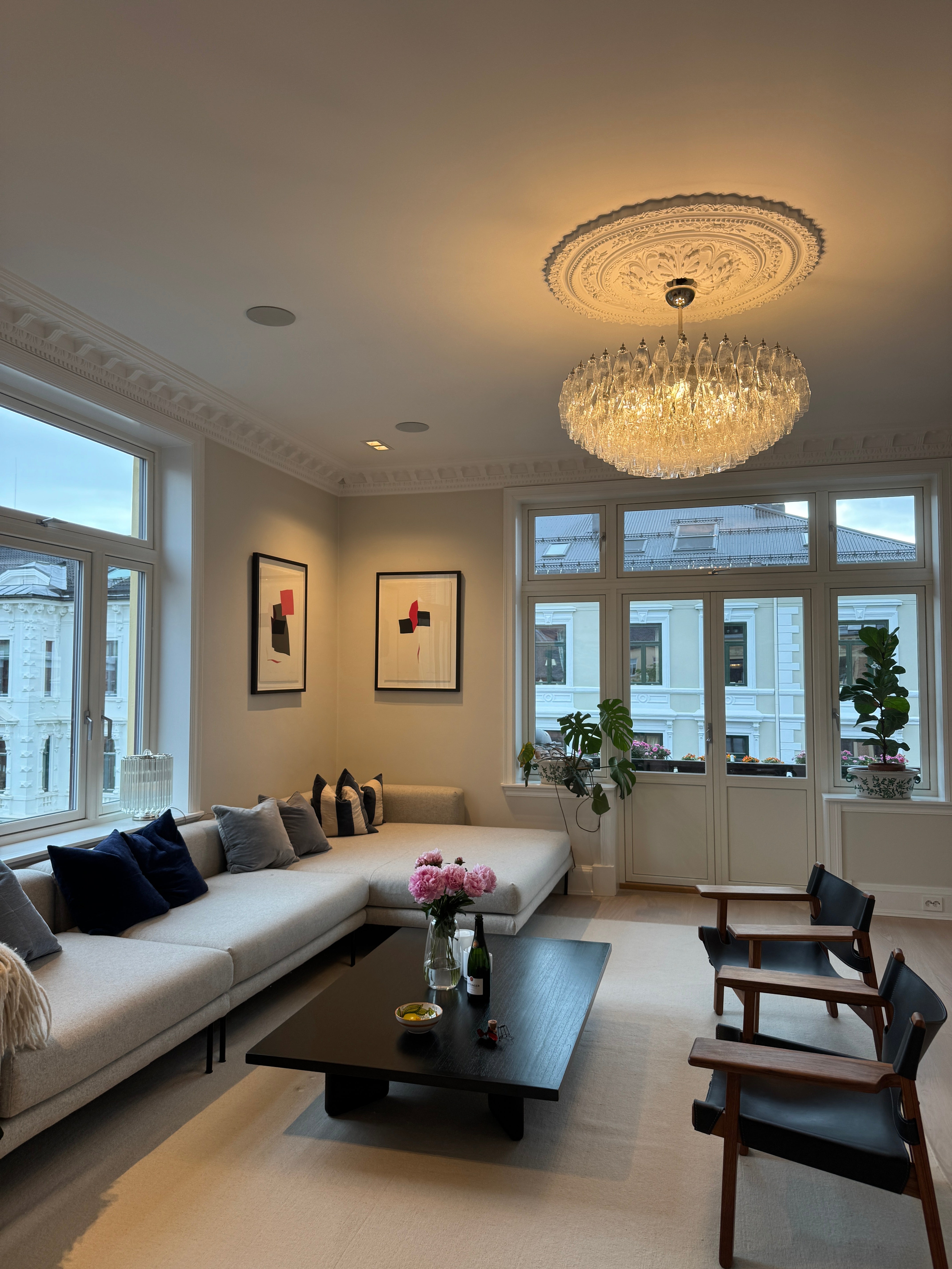 Murano Lysekrone | 185 Klare Poliedriglass