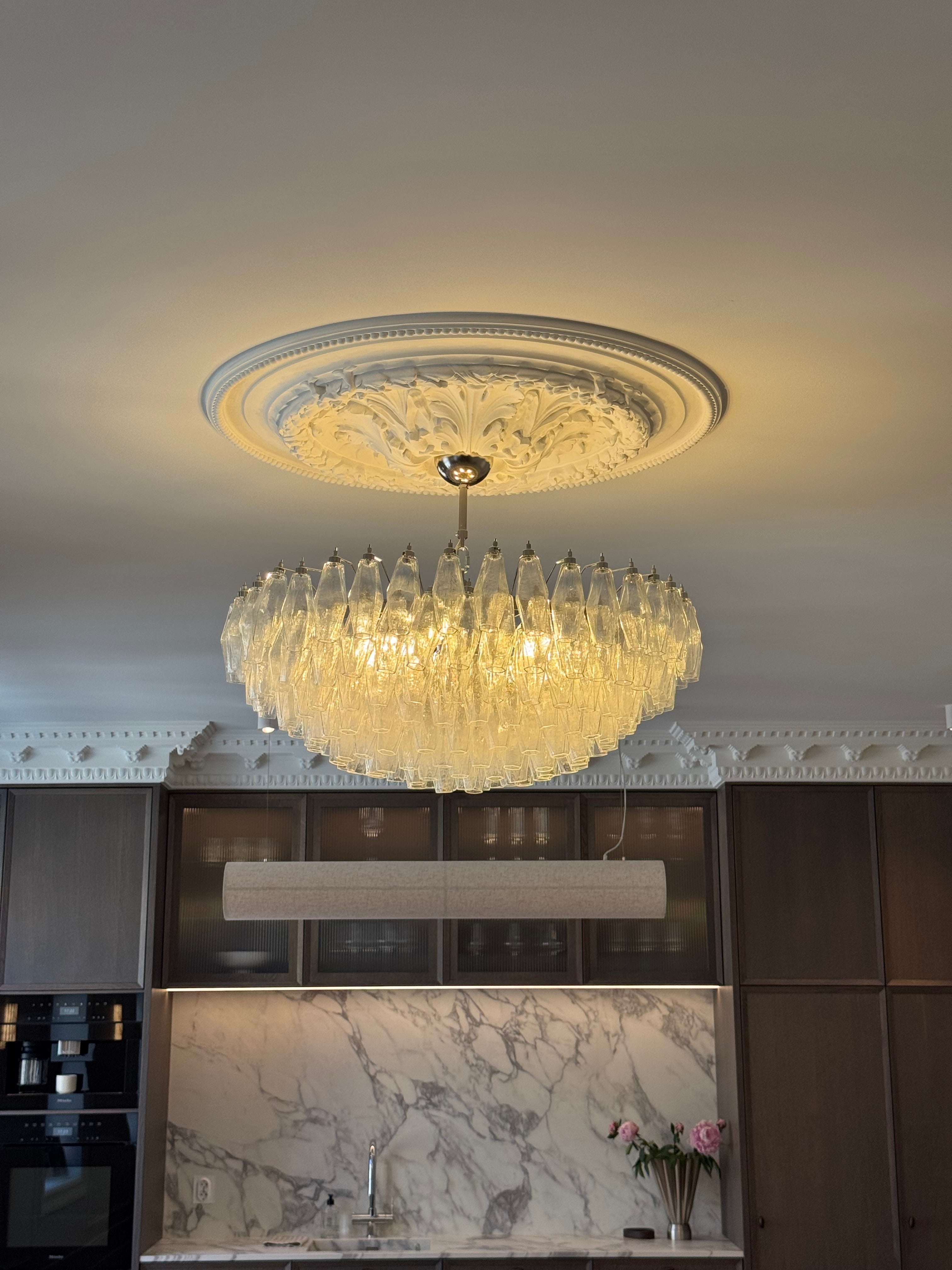 Murano Lysekrone | 185 Klare Poliedriglass