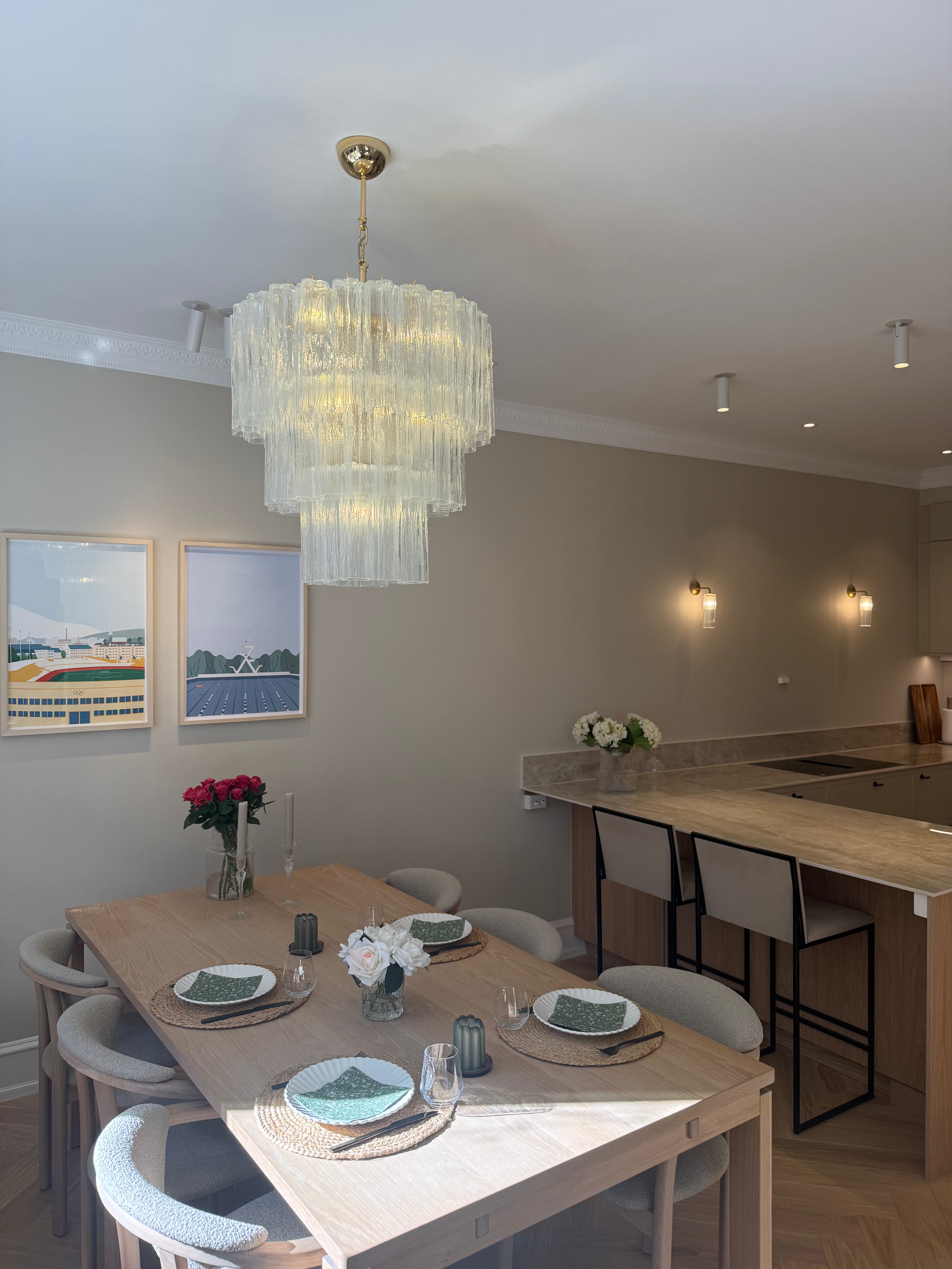 Murano Lysekrone | 52 Klare Glassrør