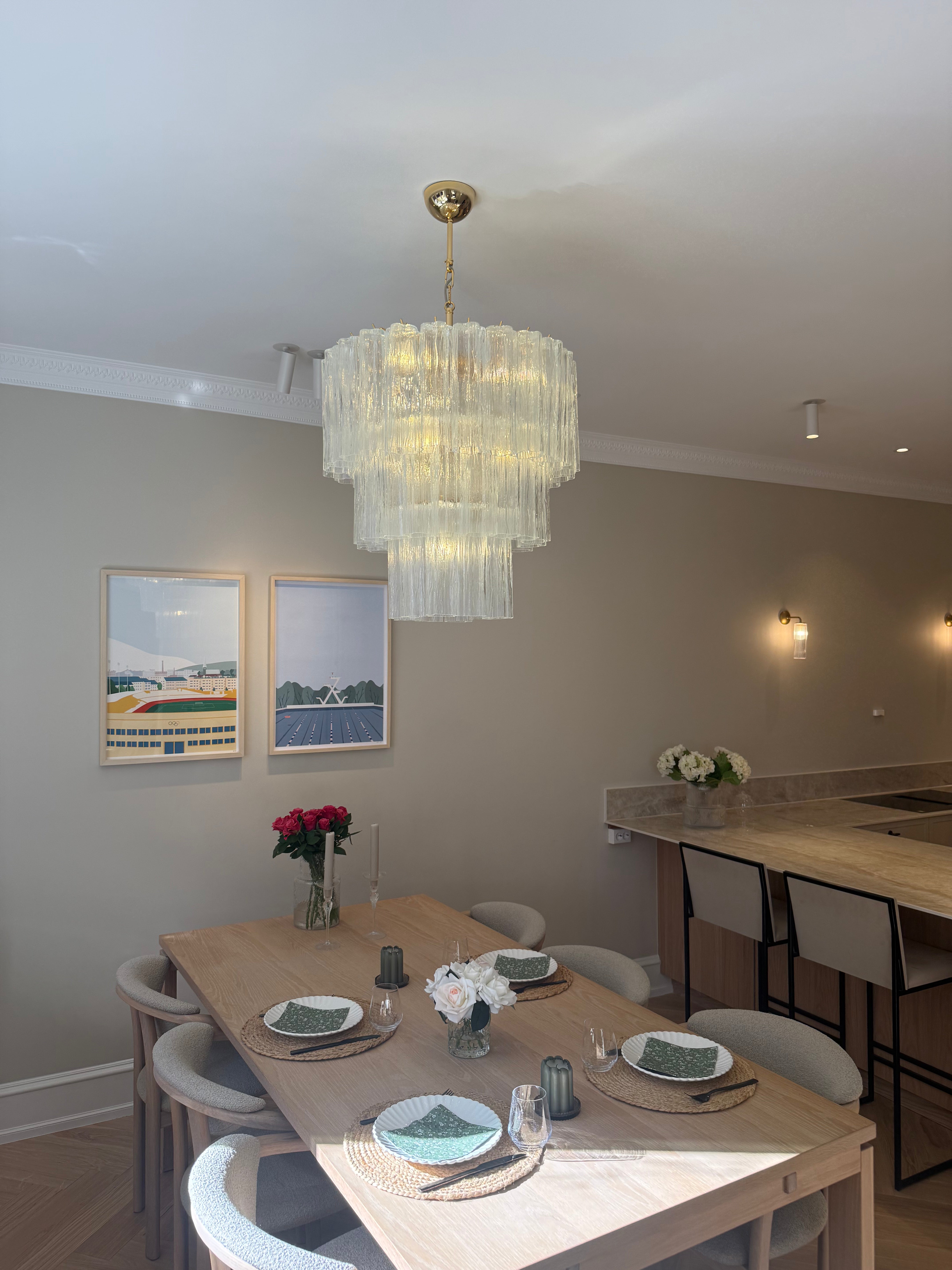 Murano Lysekrone – 52 Klare Glassrør – detalj 2 – Murano Classics