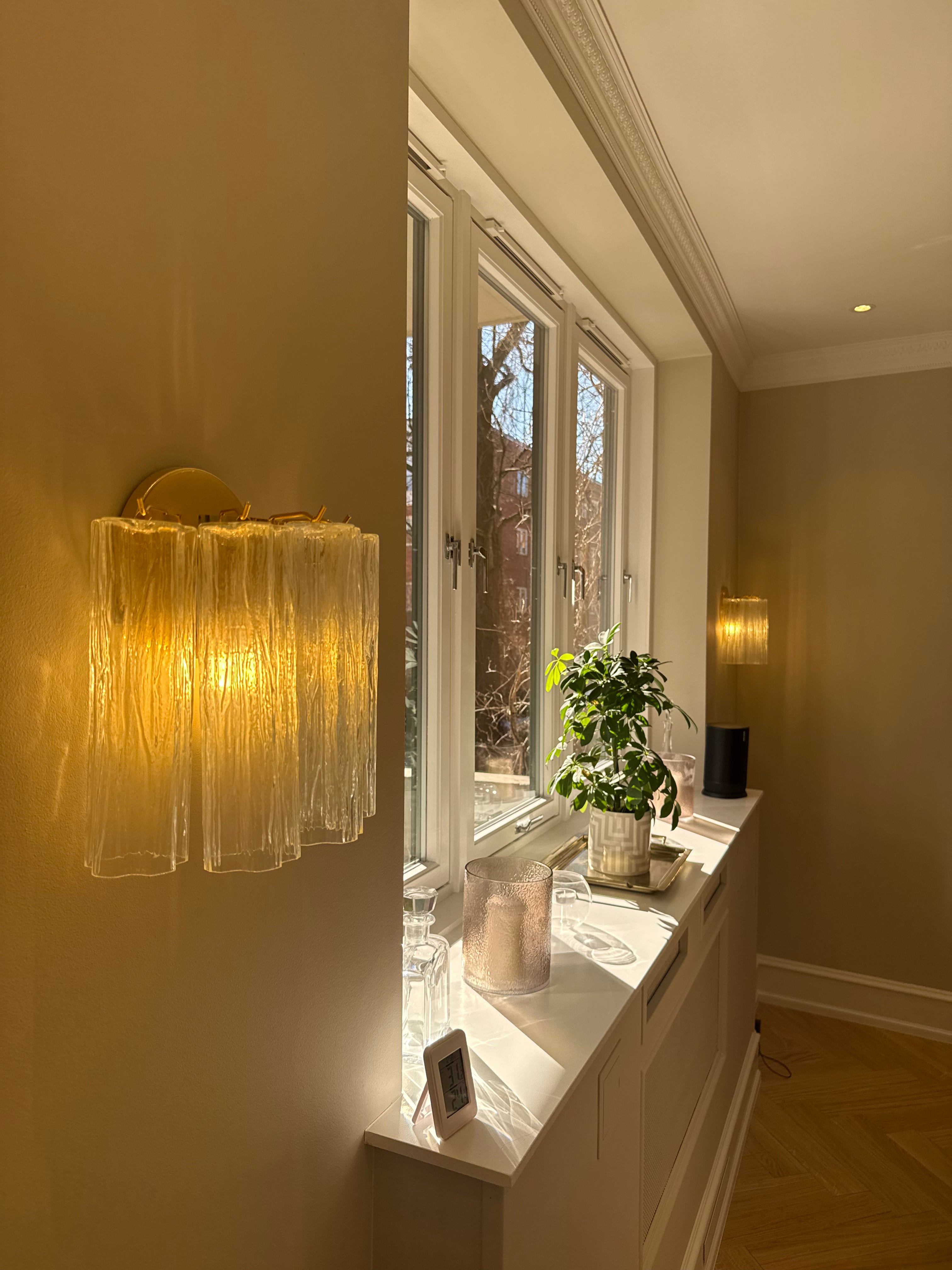 Murano Vegglampe – 5 Klare Glassrør – 2 stk – Murano Classics