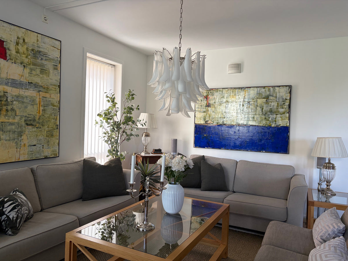 Murano Lysekrone | 41 Klare Konglebladglass