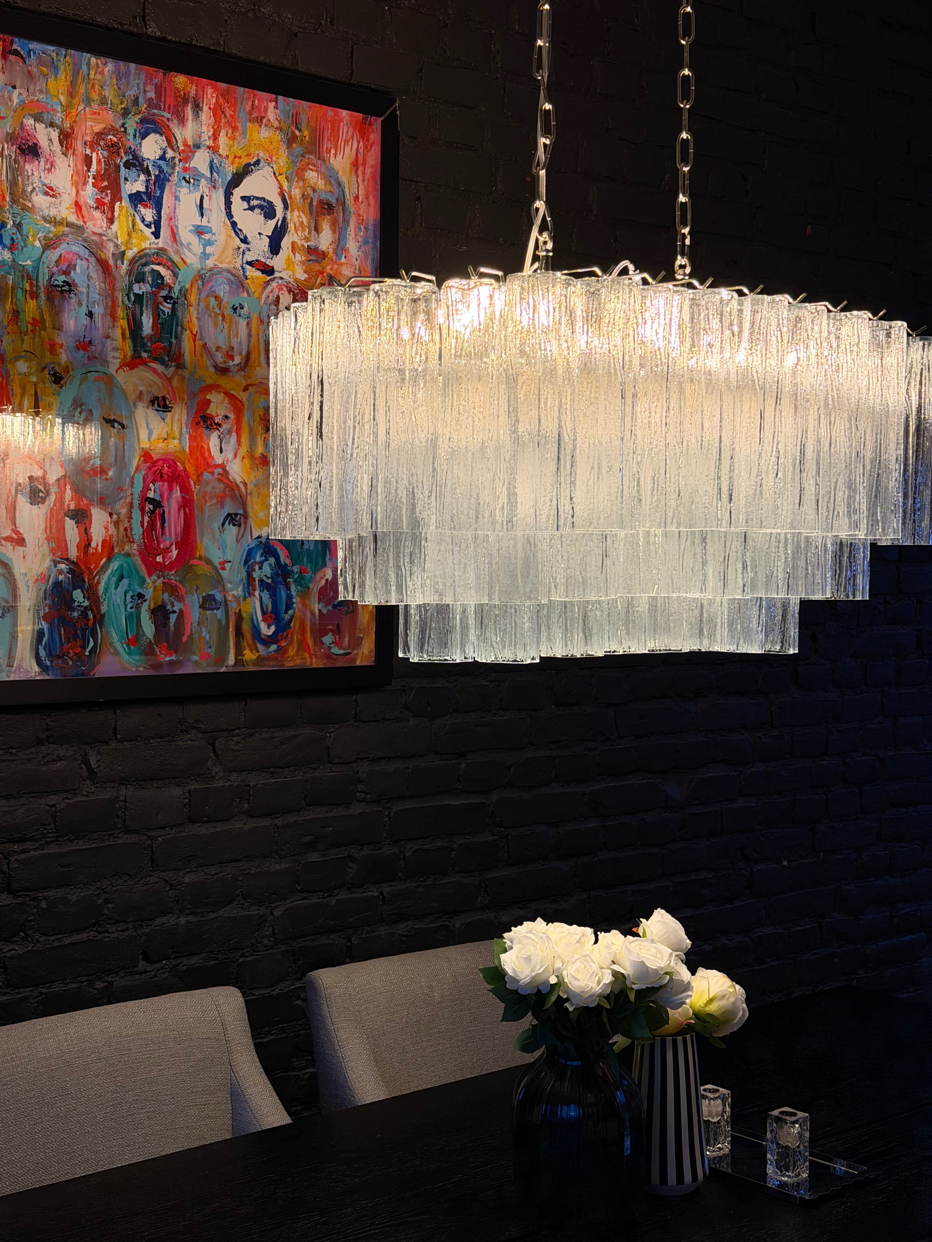 Murano Lysekrone | 72 Klare Glassrør