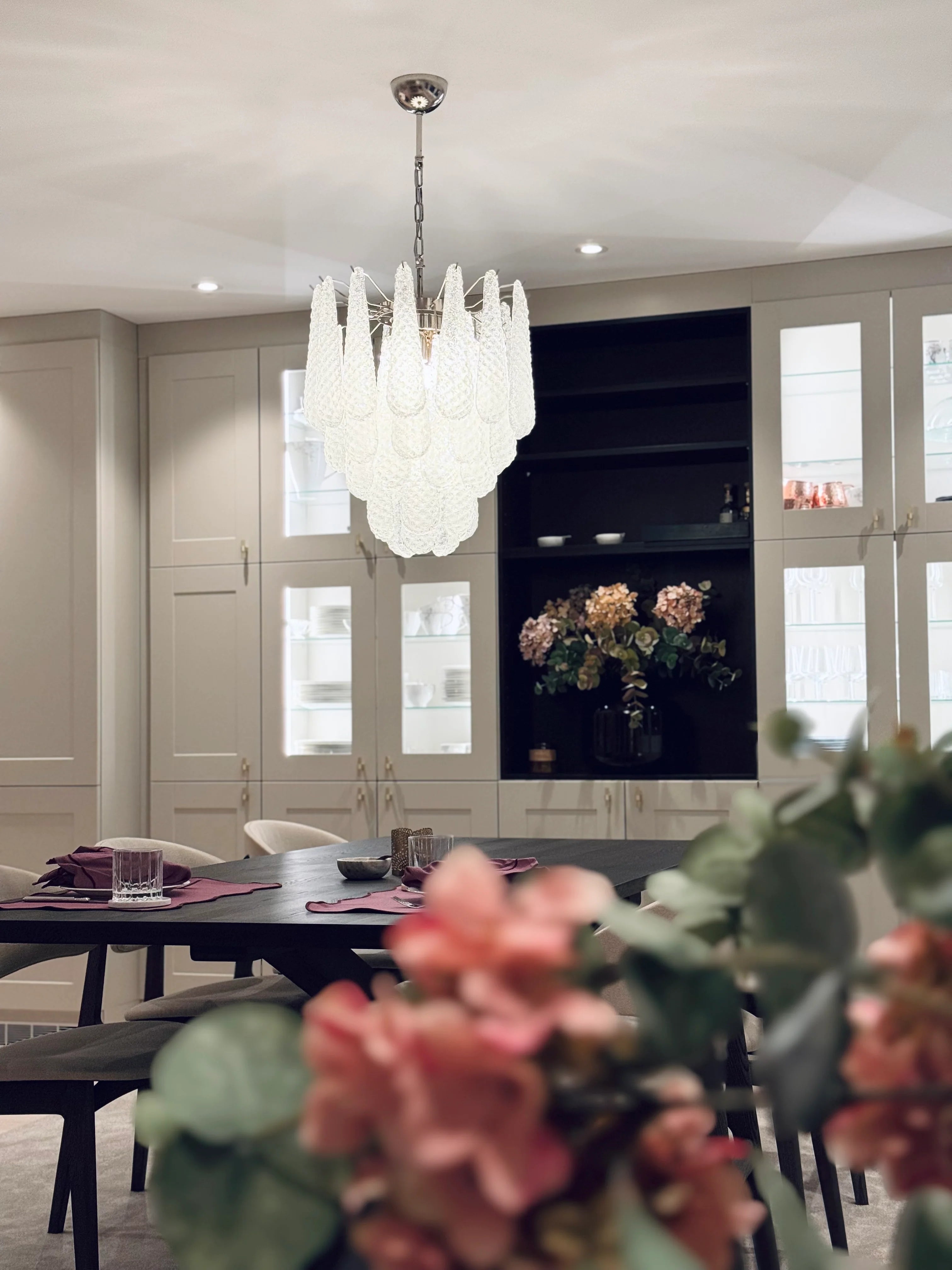 Murano Lysekrone – 41 Klare Dråpeglass – detalj 7 – Murano Classics