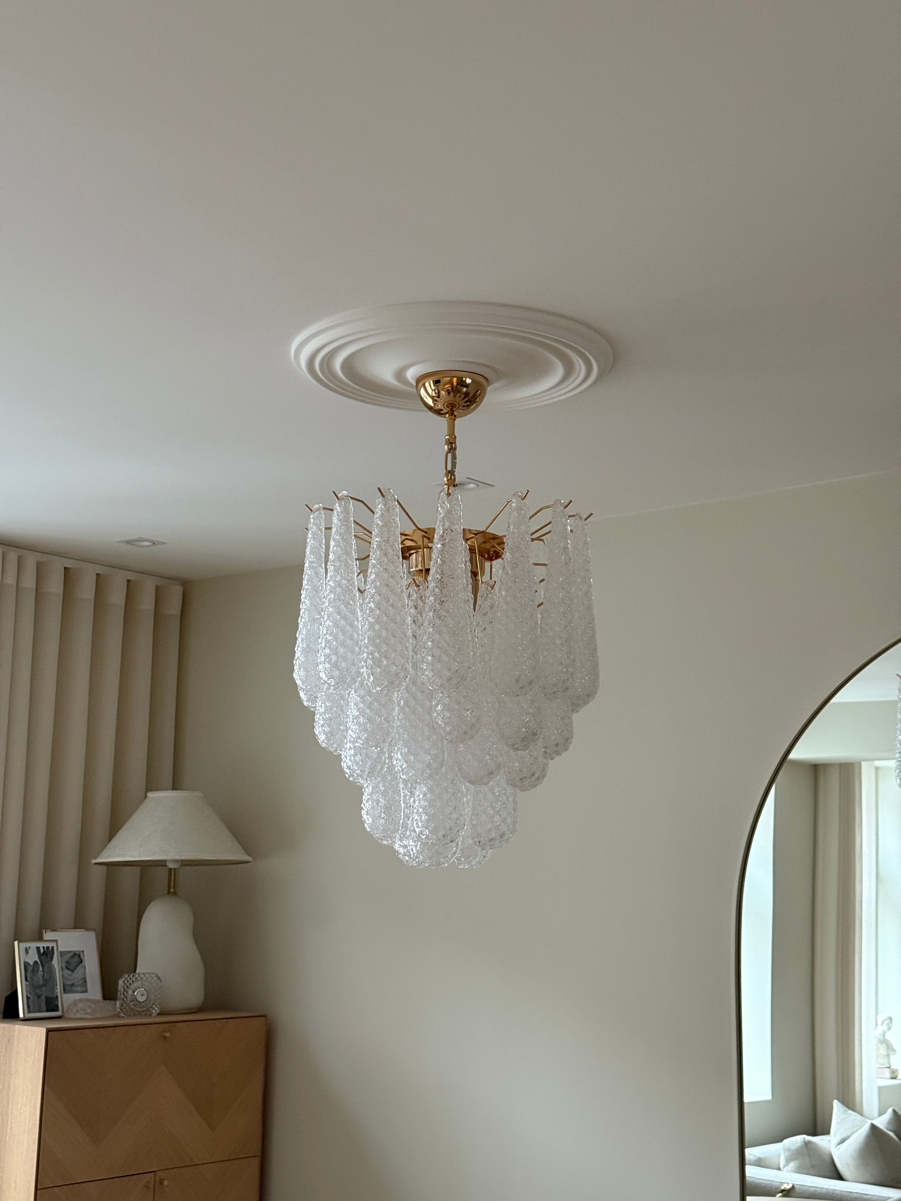 Murano Lysekrone | 41 Klare Dråpeglass