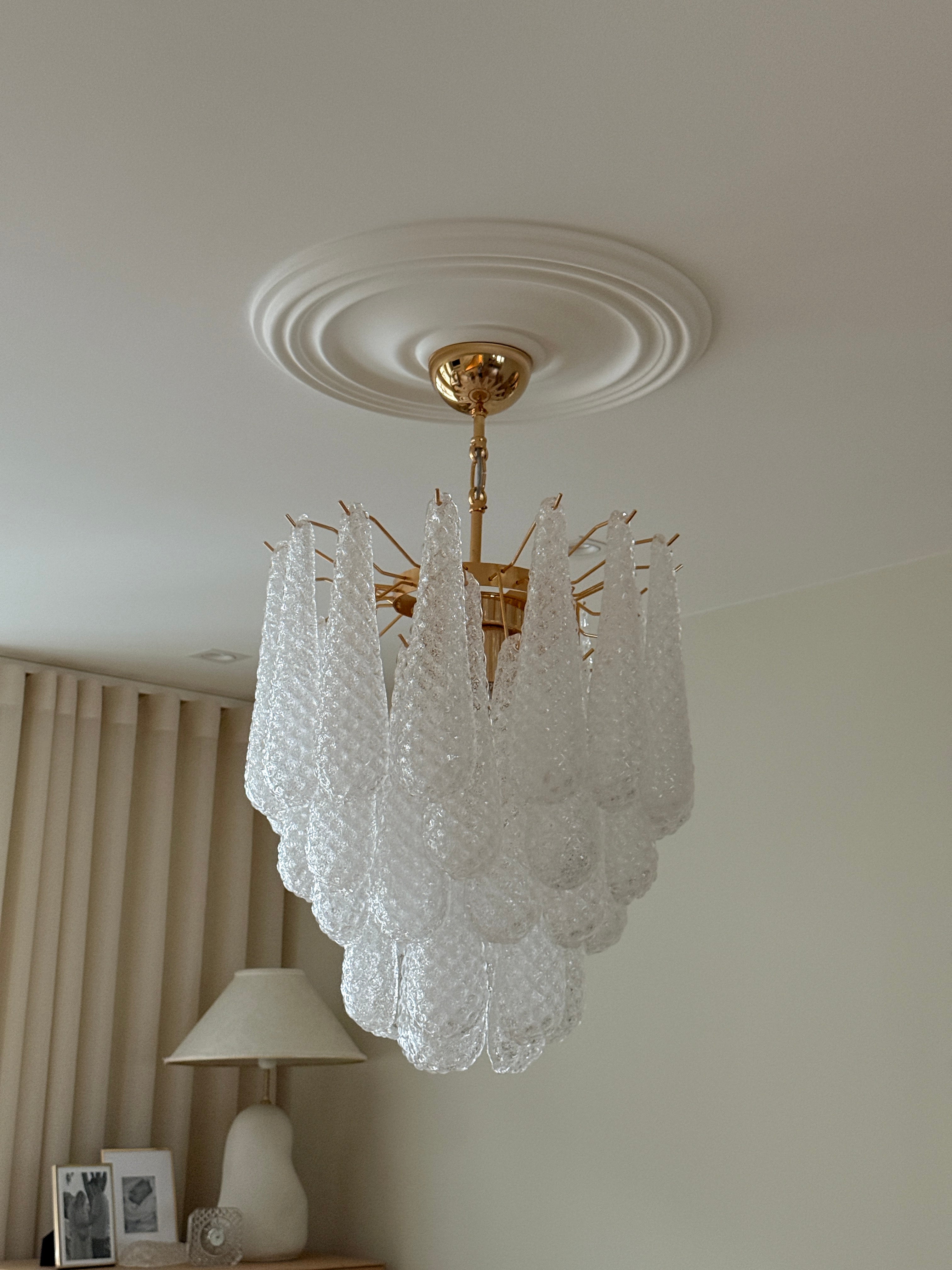 Murano Lysekrone – 41 Klare Dråpeglass – detalj 9 – Murano Classics