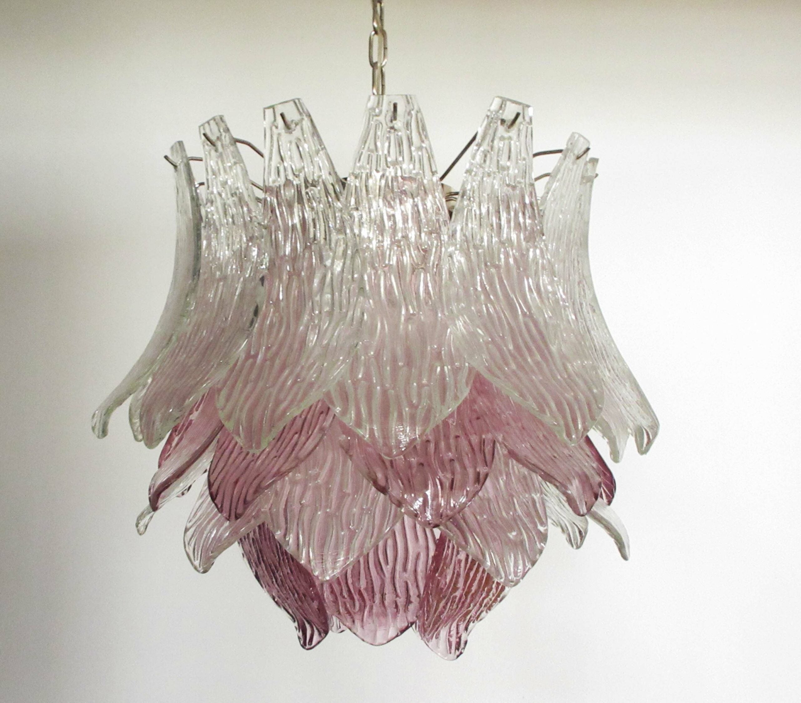 Murano Lysekrone – 38 Klare Lilla Crostoliglass – detalj 6 – Murano Classics
