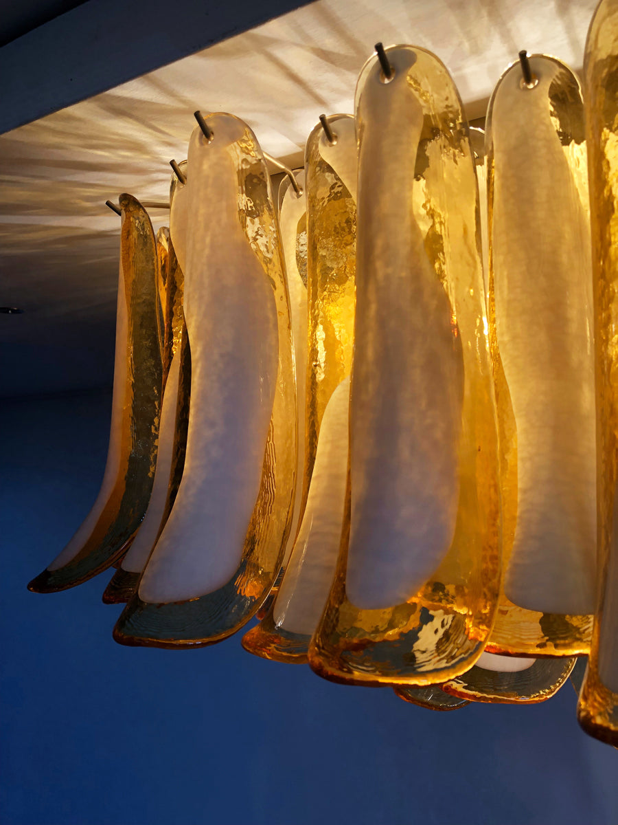 Murano Taklampe – 64 Karamel Konglebladglass – detalj 7 – Murano Classics