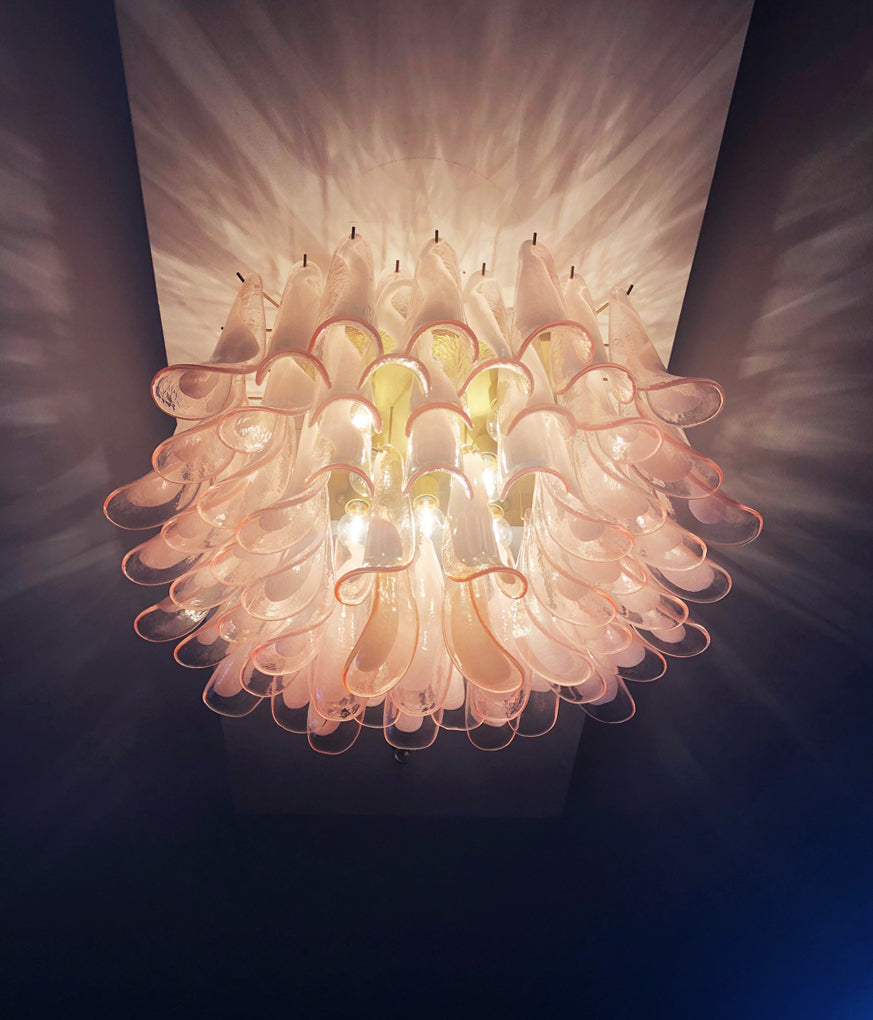 Murano Taklampe – 64 Rosa Konglebladglass – detalj 8 – Murano Classics