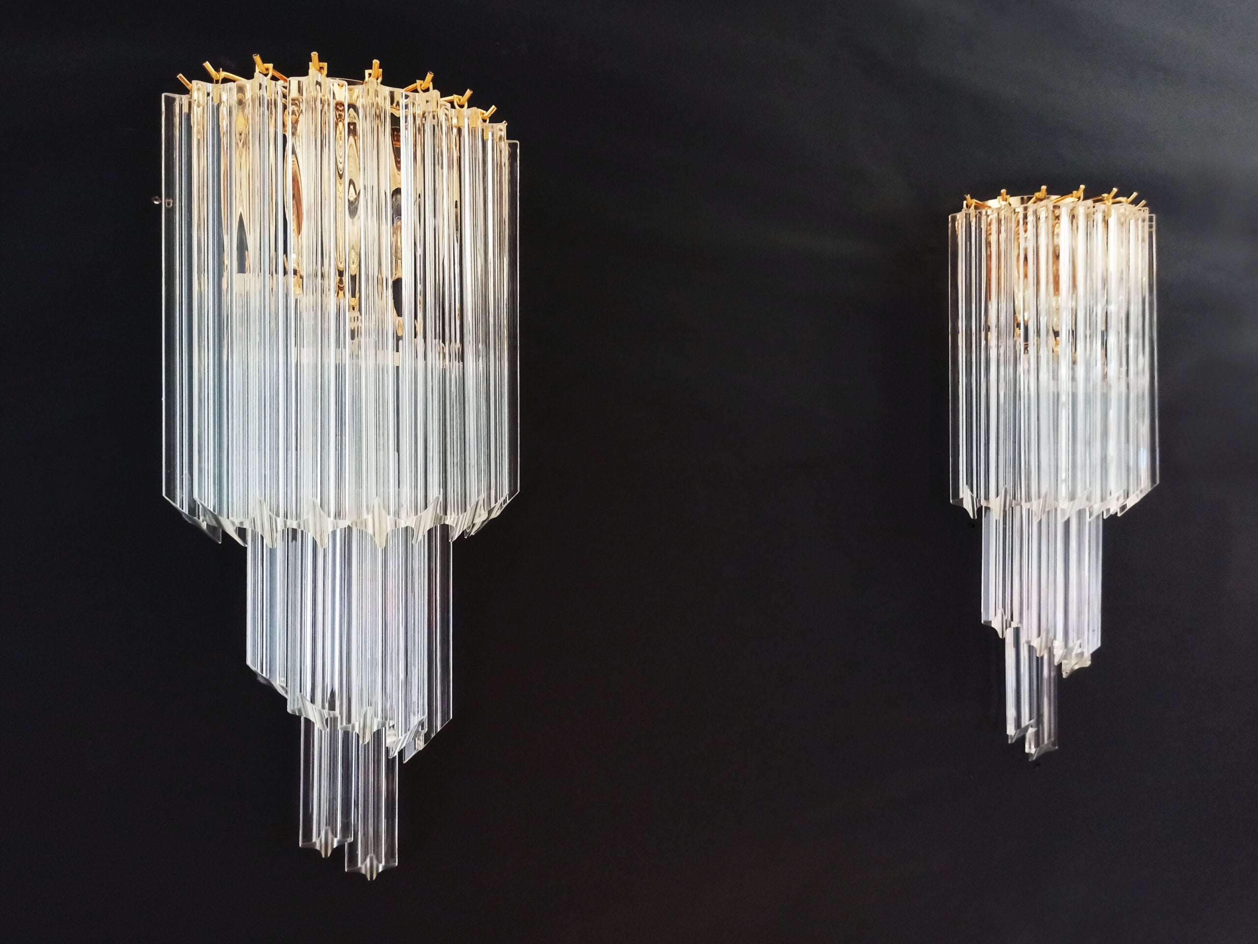 Murano Vegglampe | 16 Klare Prismeglass | 2 stk