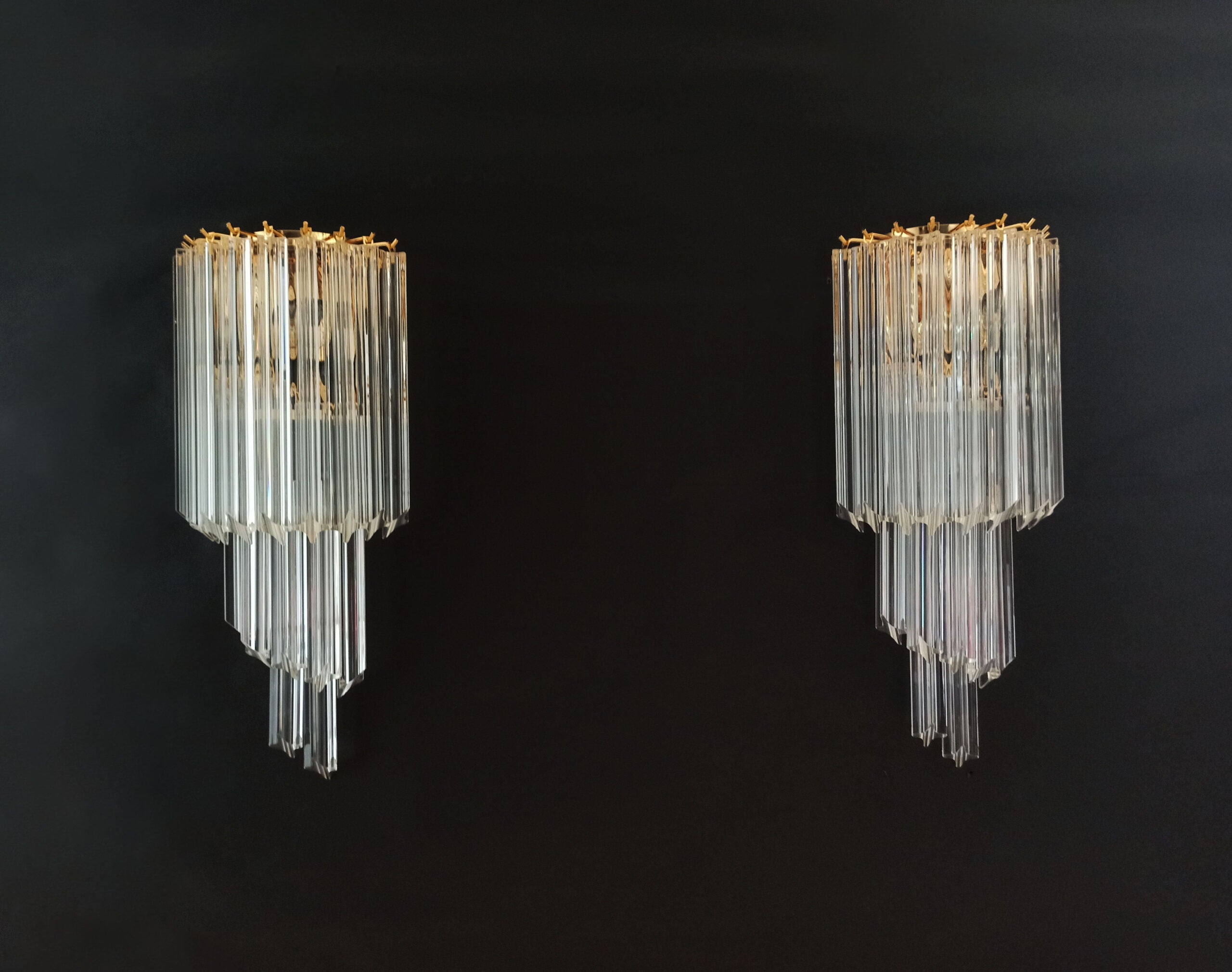 Murano Vegglampe | 16 Klare Prismeglass | 2 stk