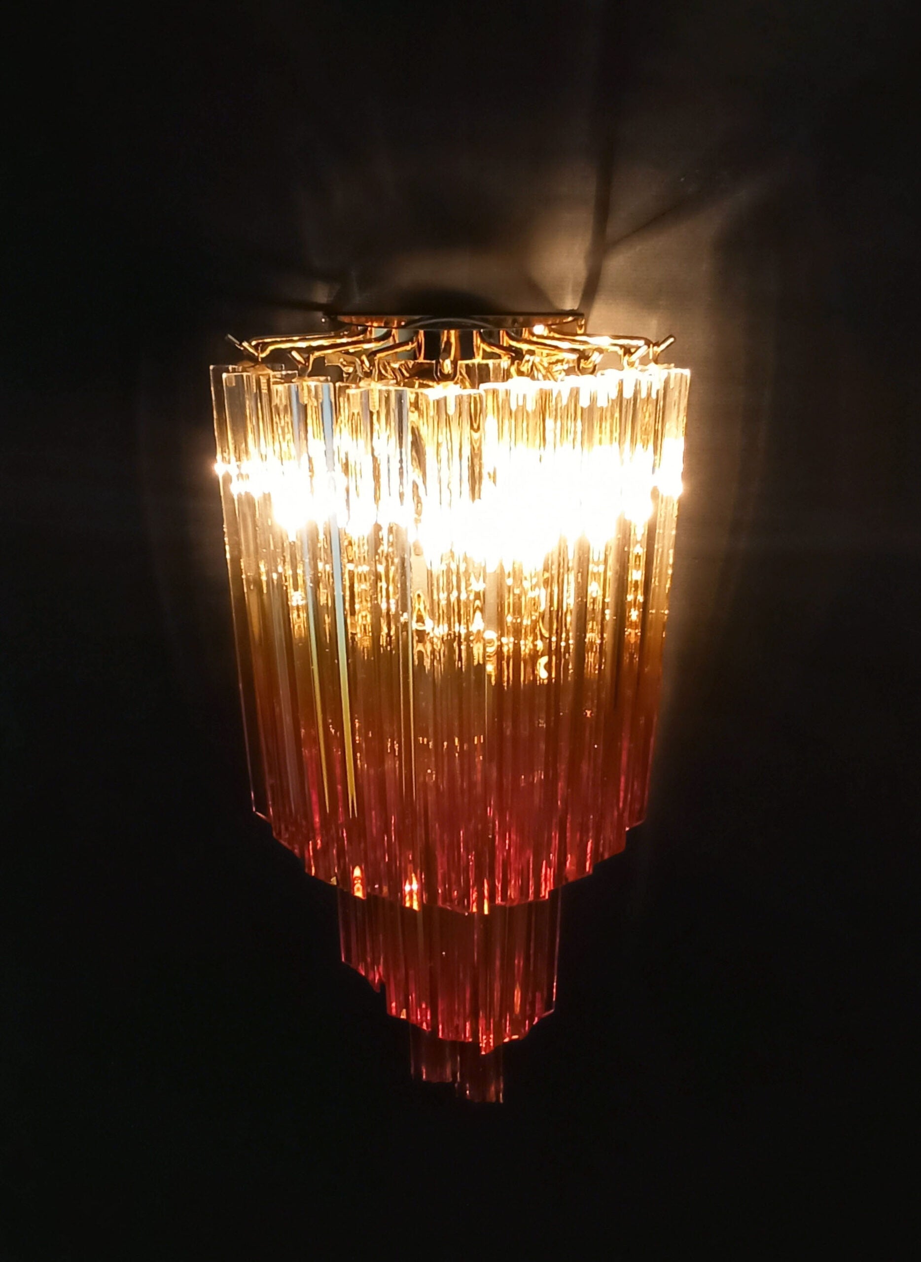 Murano Vegglampe | 32 Klare Karamell Prismeglass | 2 stk
