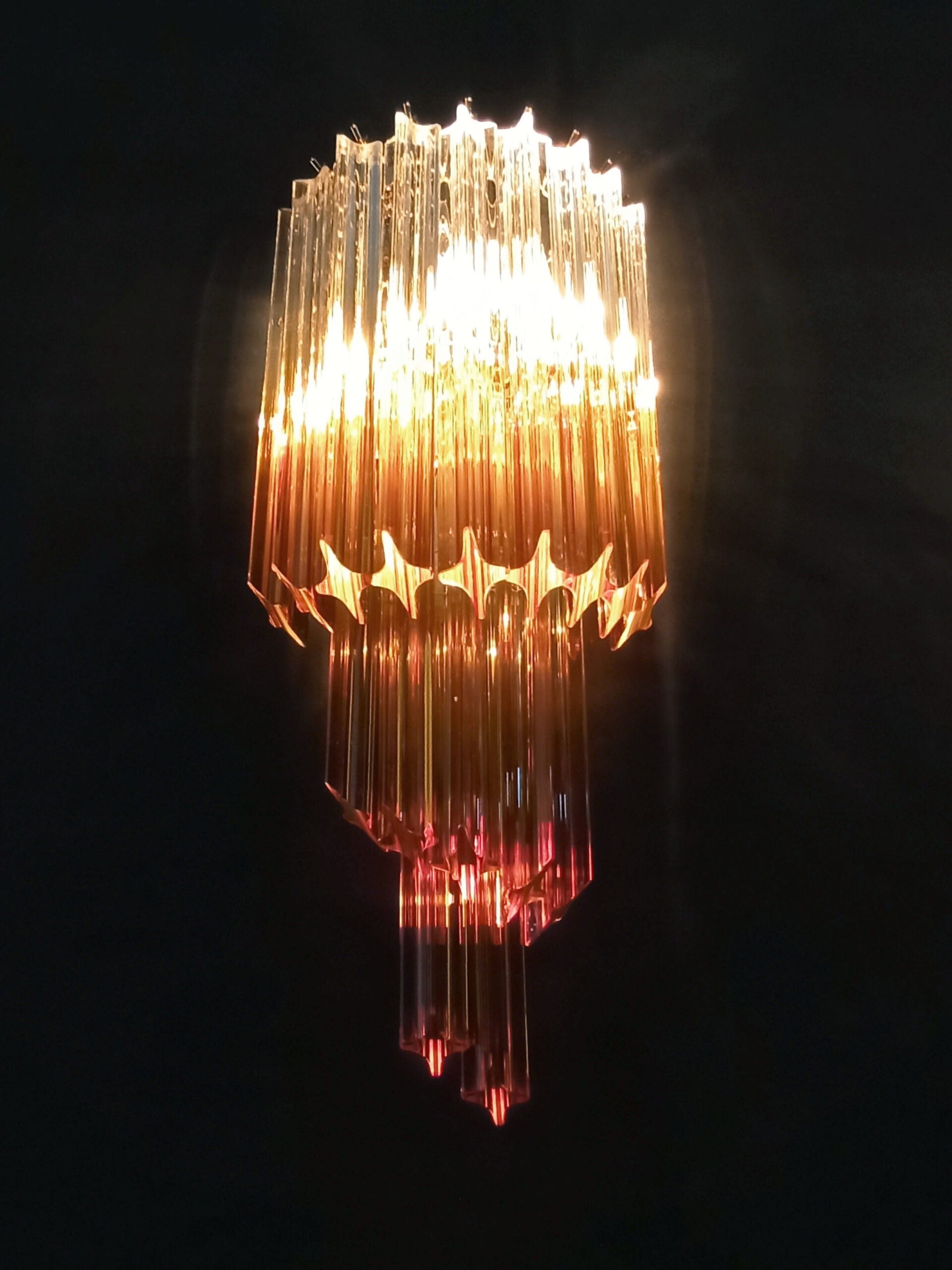 Murano Vegglampe | 32 Klare Karamell Prismeglass | 2 stk