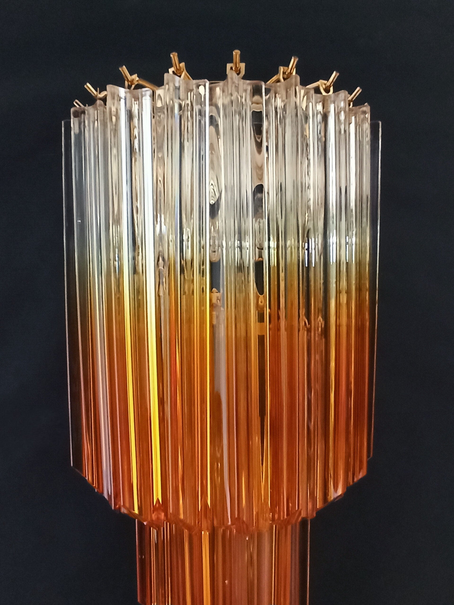 Murano Vegglampe | 32 Klare Karamell Prismeglass | 2 stk