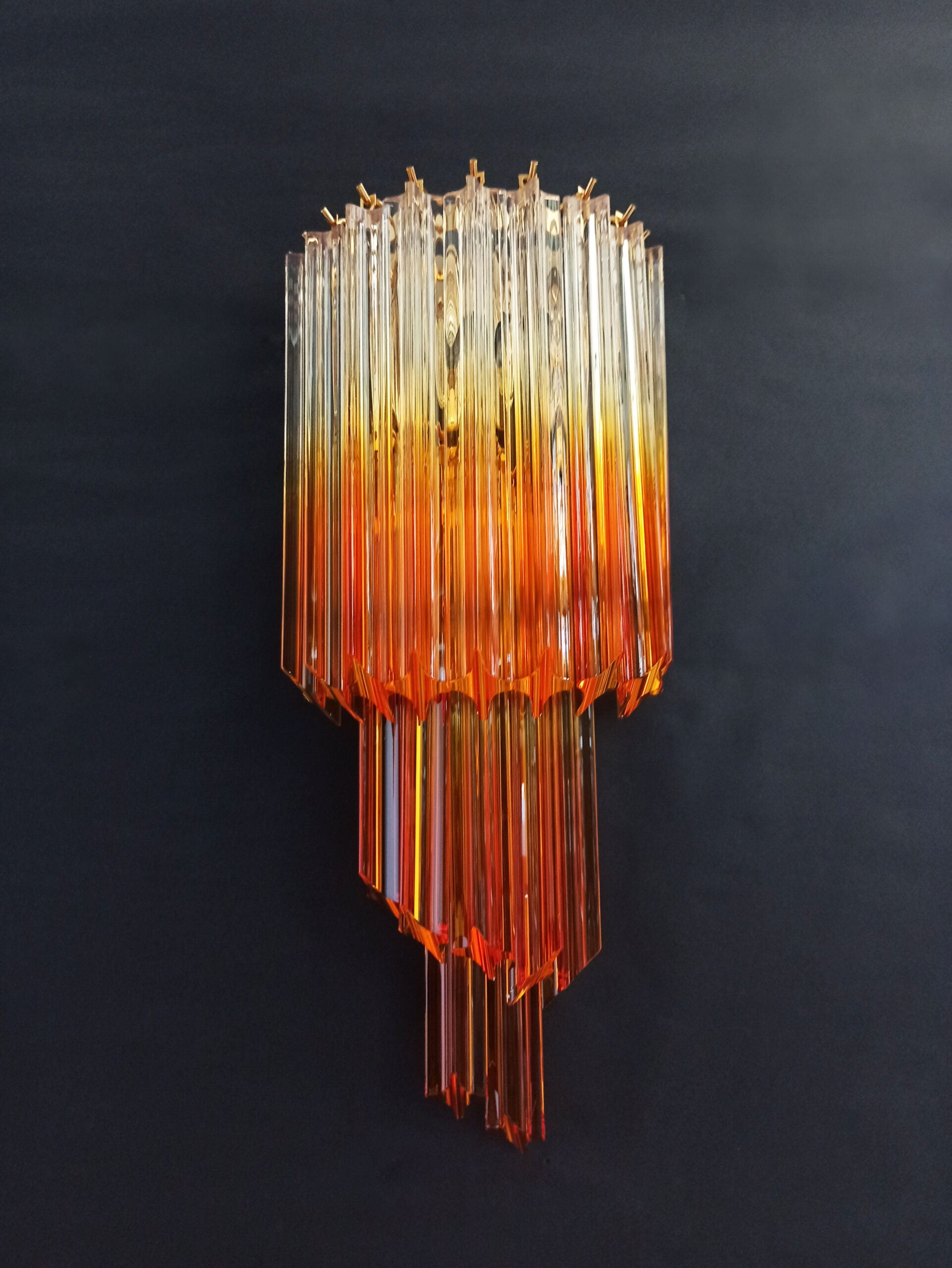 Murano Vegglampe | 32 Klare Karamell Prismeglass | 2 stk