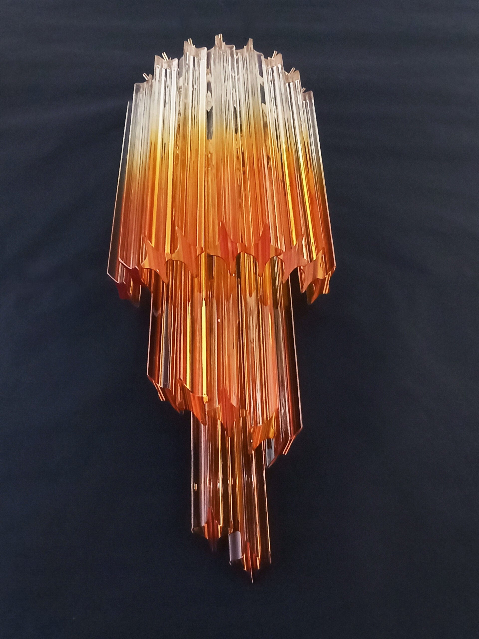 Murano Vegglampe | 32 Klare Karamell Prismeglass | 2 stk