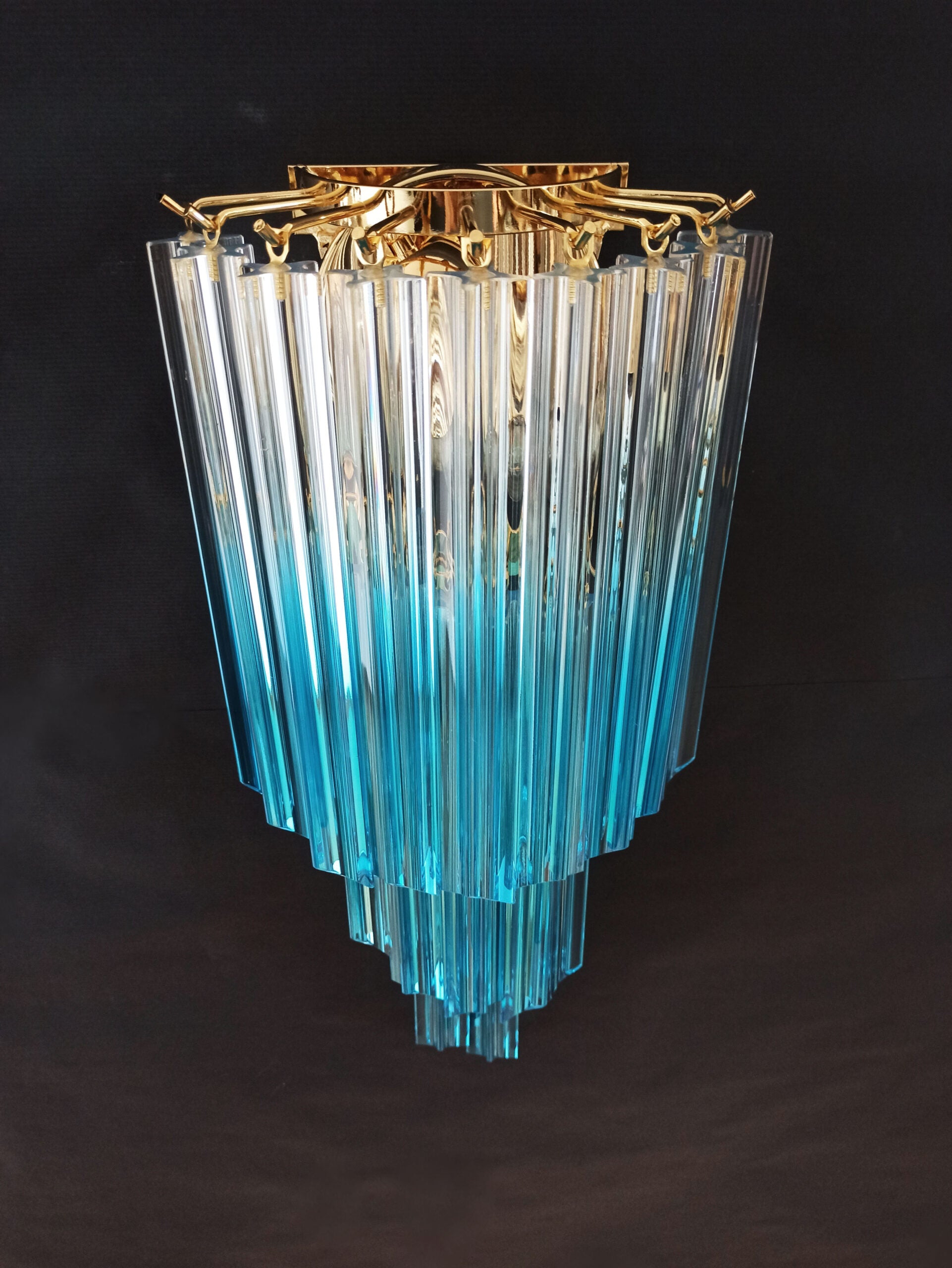 Murano Vegglampe | 32 Klare Blå Prismeglass | 2 stk