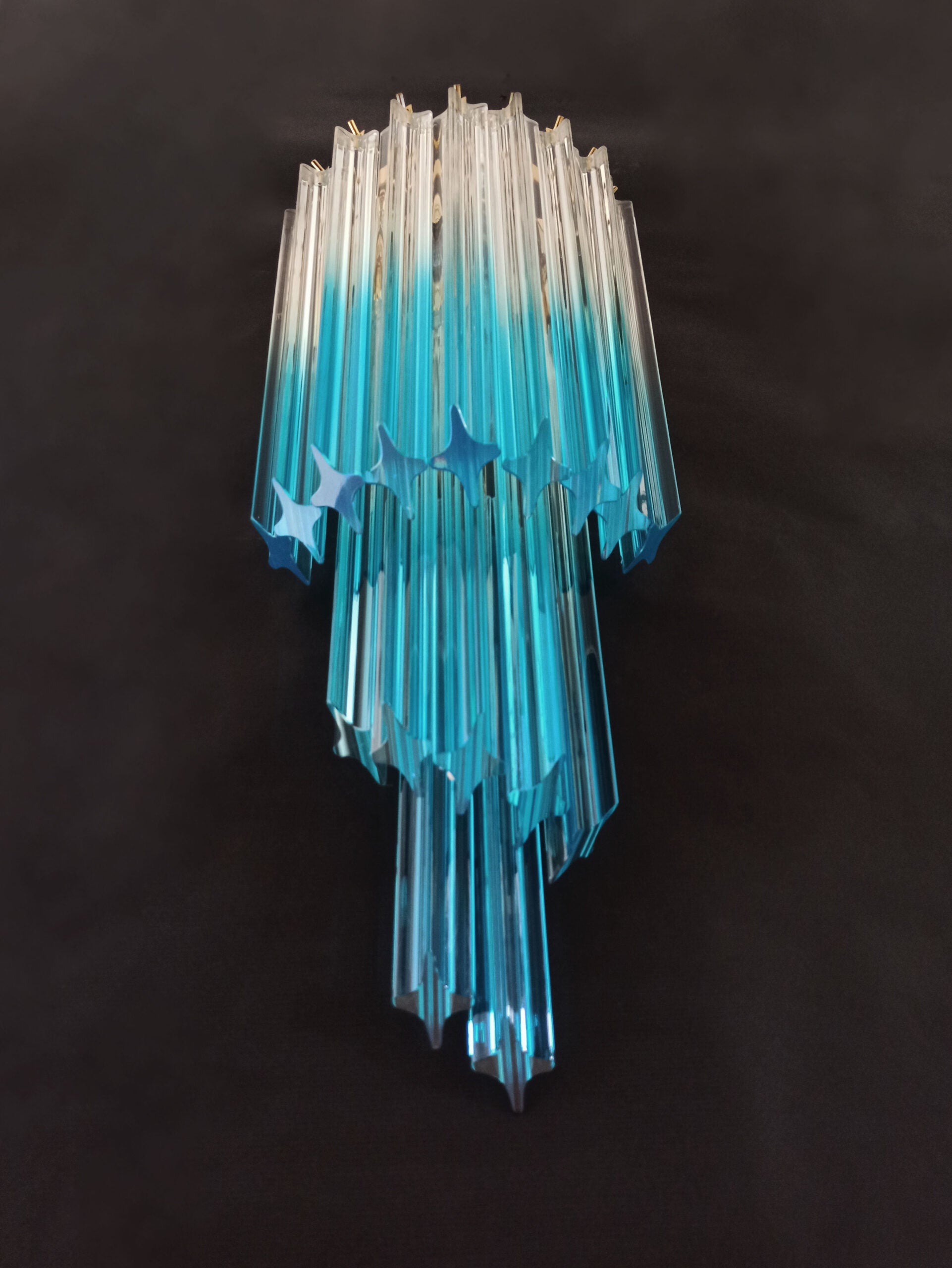 Murano Vegglampe | 32 Klare Blå Prismeglass | 2 stk