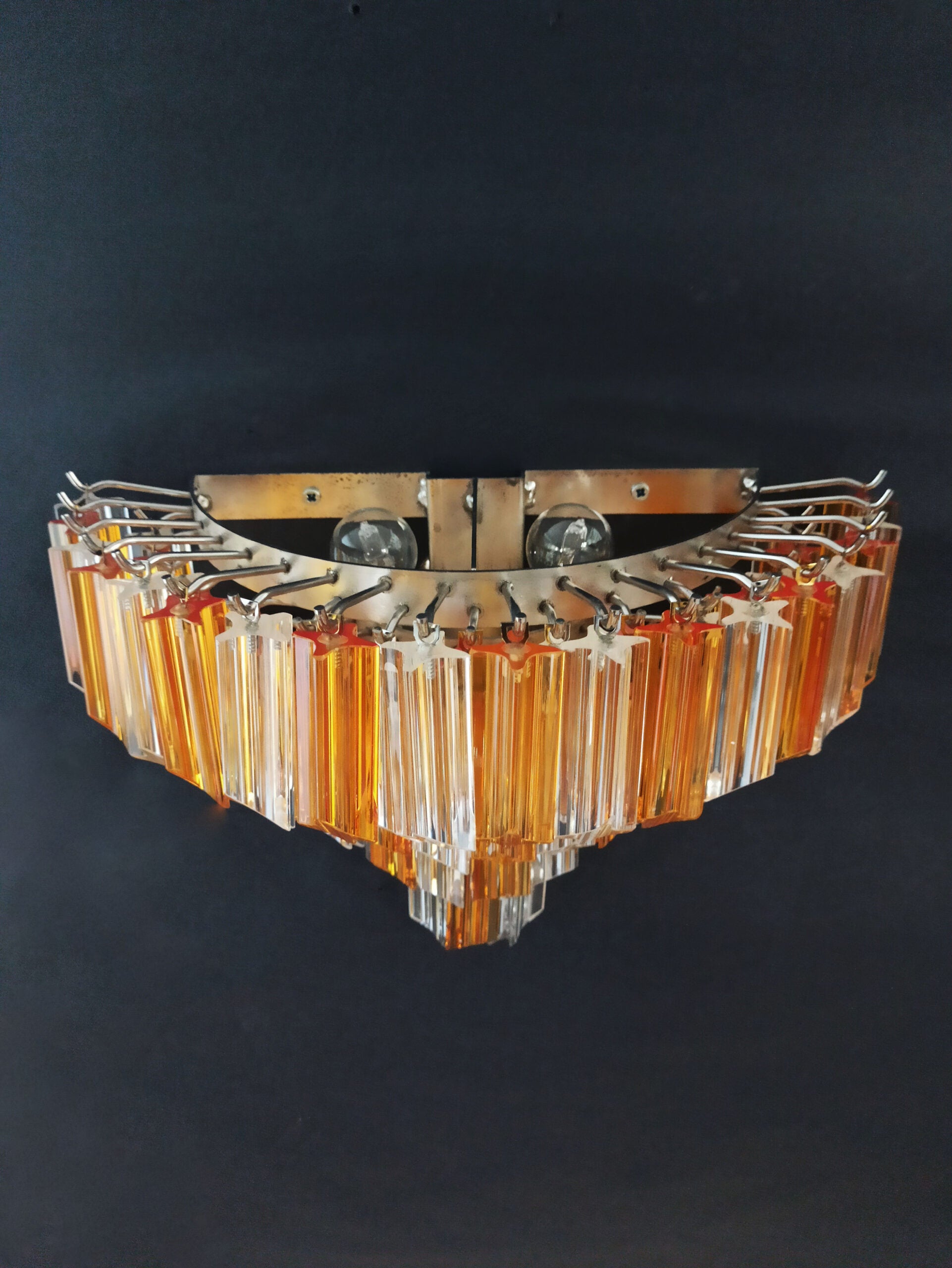 Murano Vegglampe | 63 Klare Gule Prismeglass | 2 stk