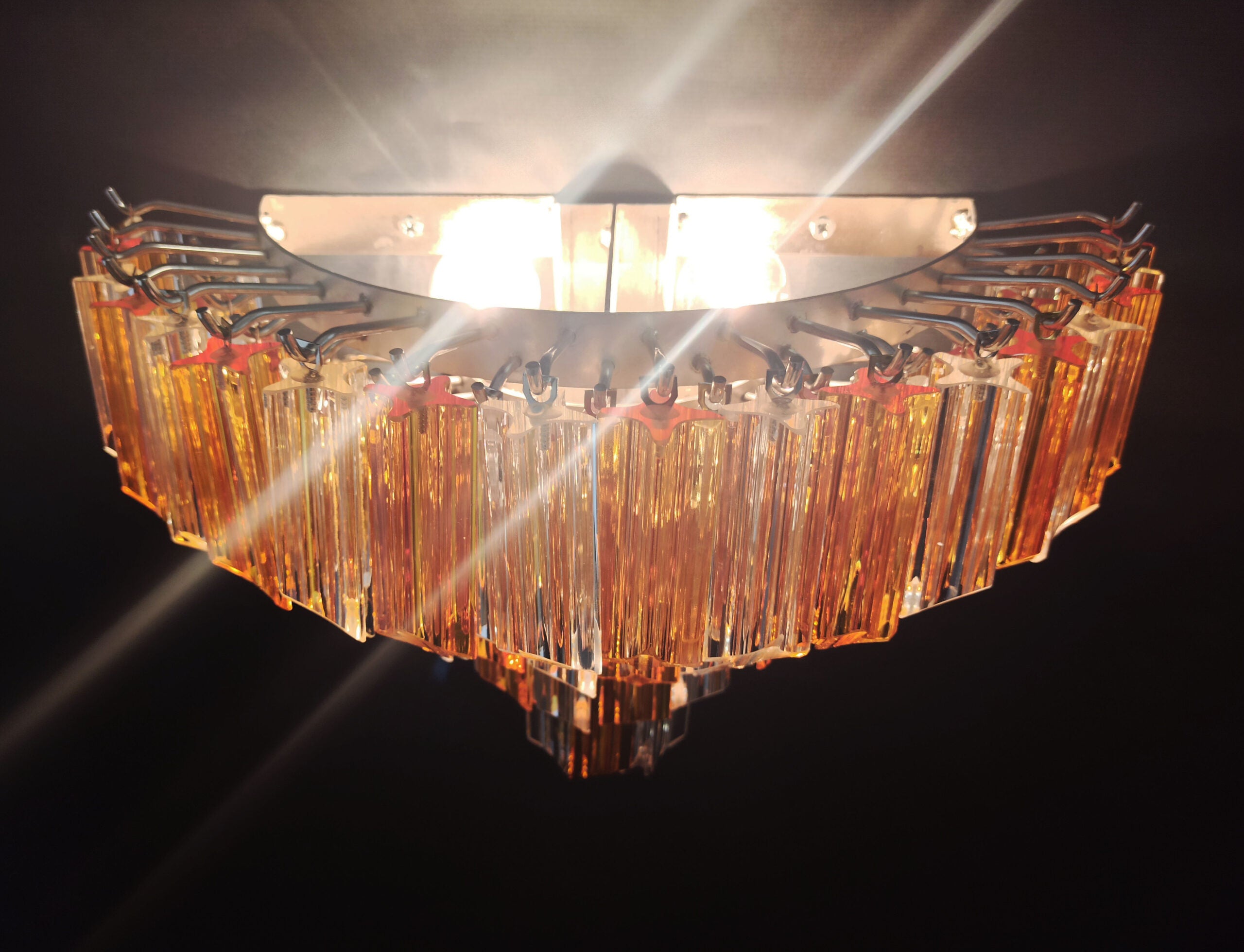 Murano Vegglampe | 63 Klare Gule Prismeglass | 2 stk