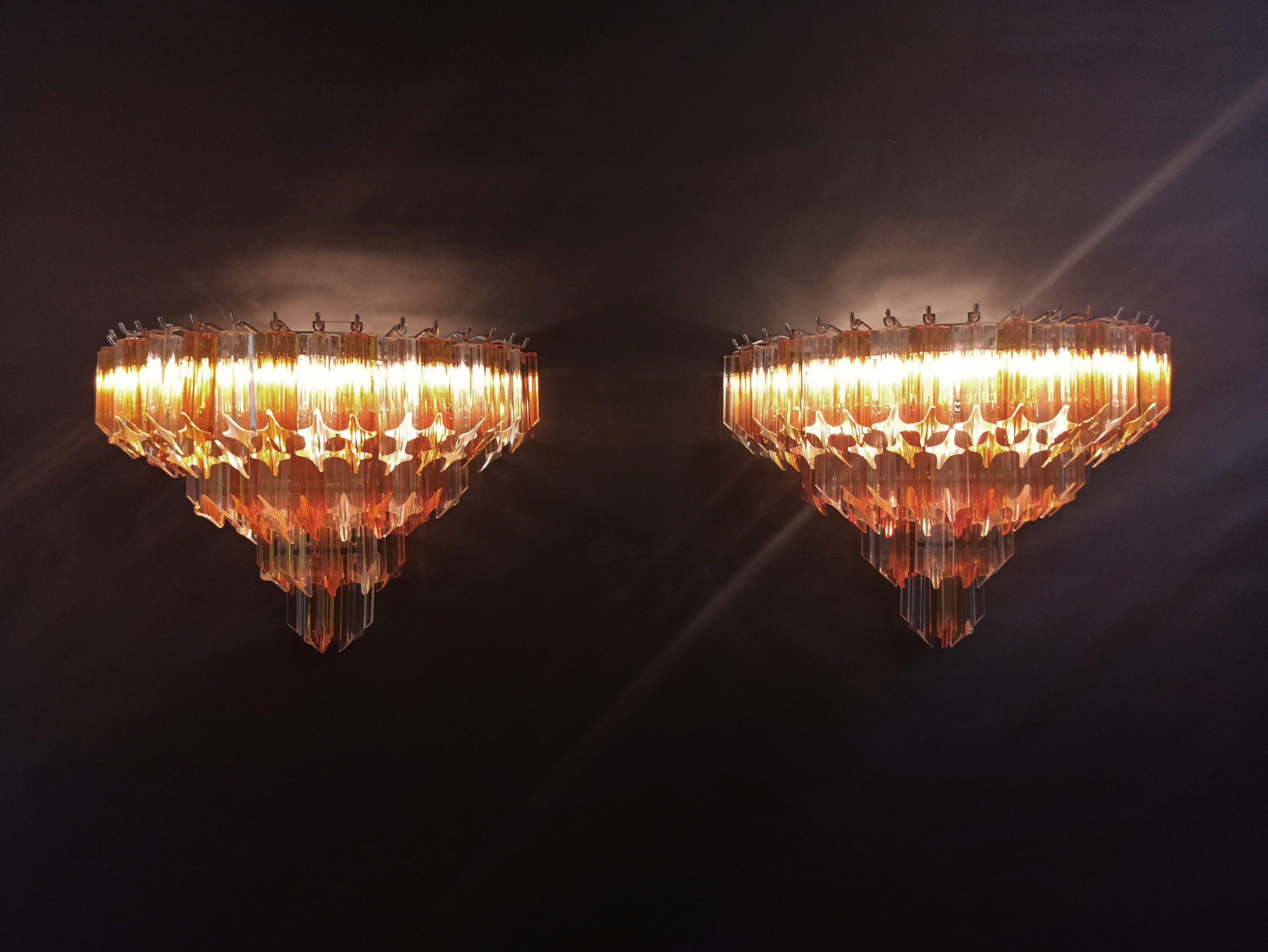 Murano Vegglampe | 63 Klare Gule Prismeglass | 2 stk