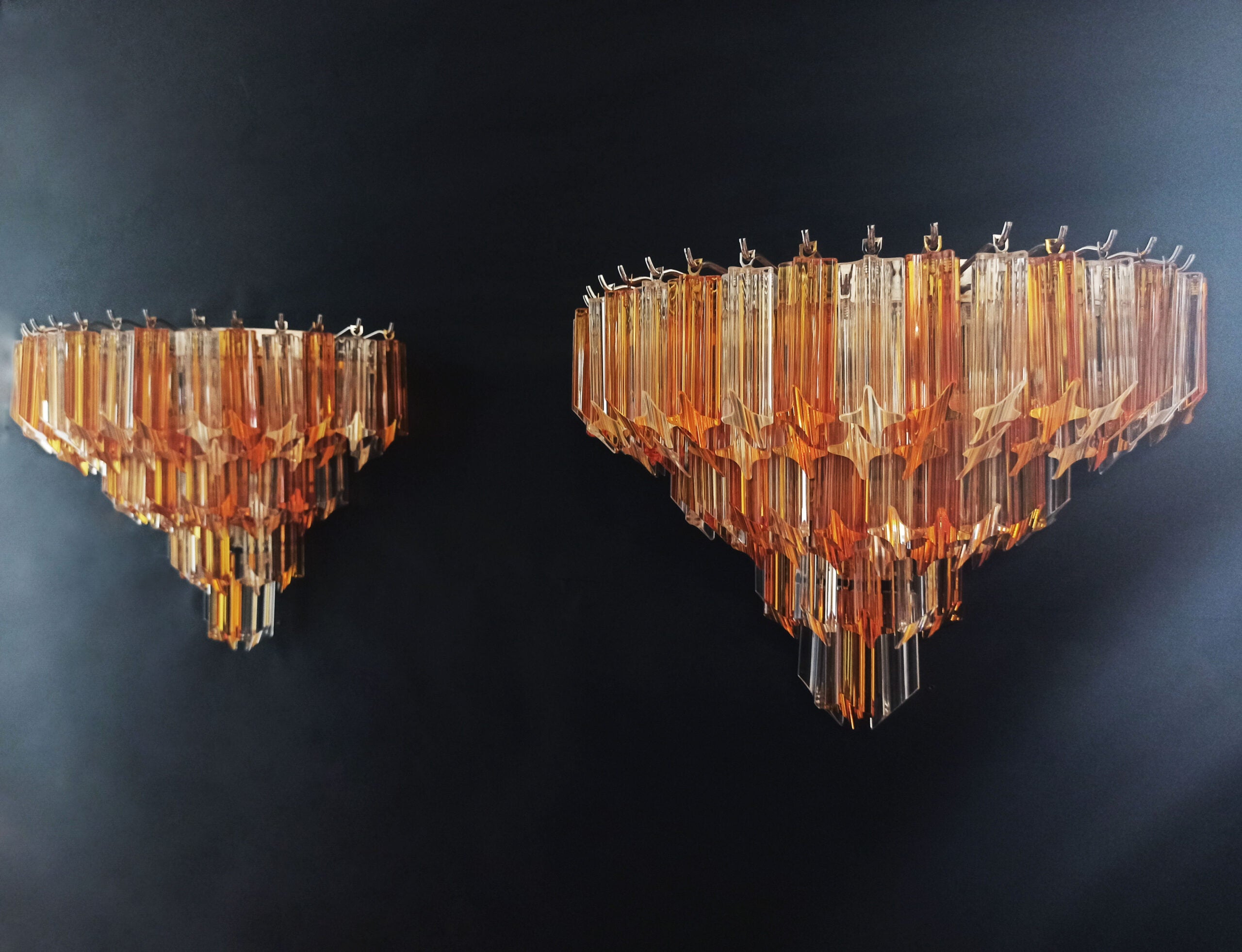 Murano Vegglampe | 63 Klare Gule Prismeglass | 2 stk