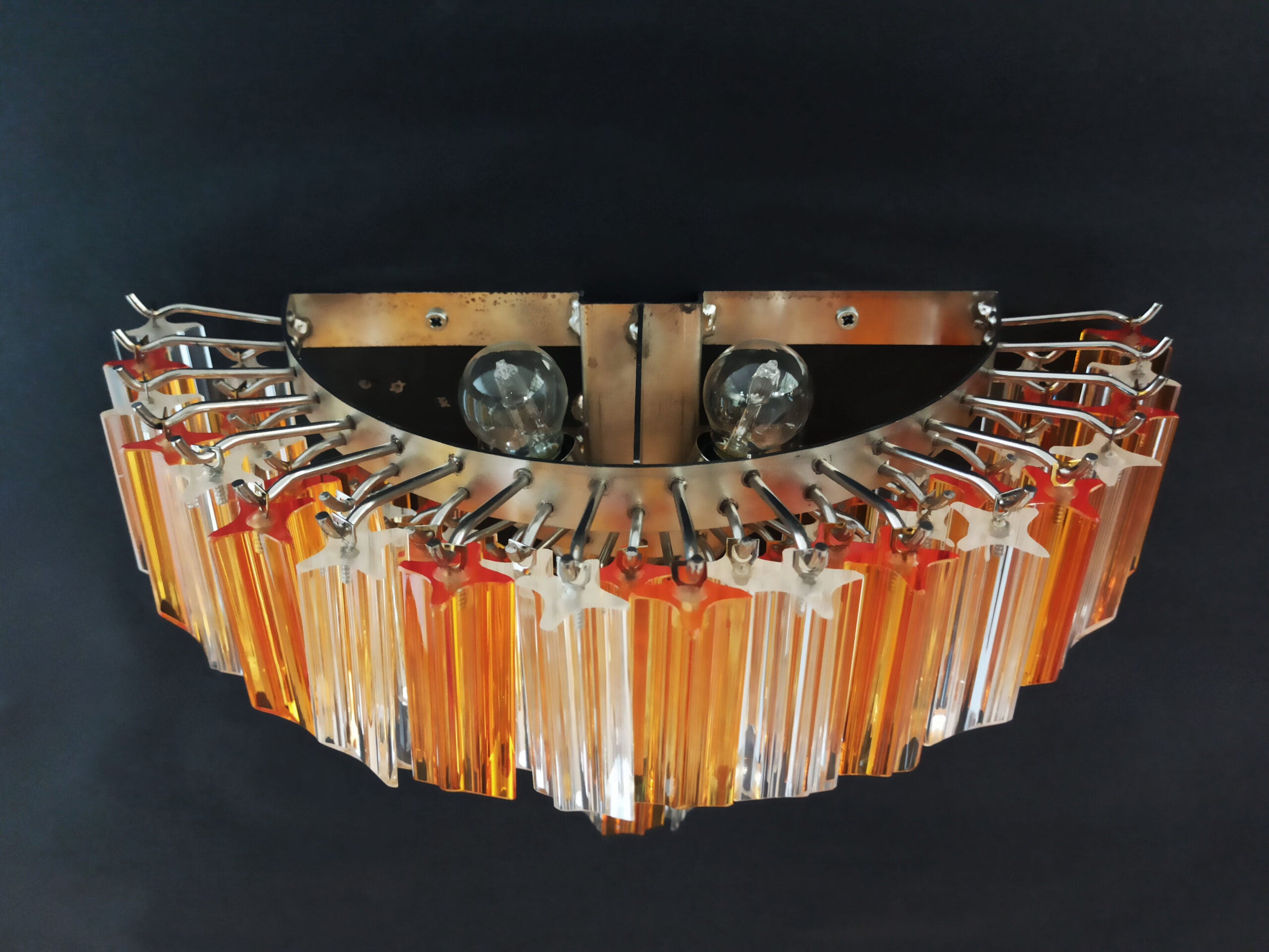 Murano Vegglampe | 63 Klare Gule Prismeglass | 2 stk