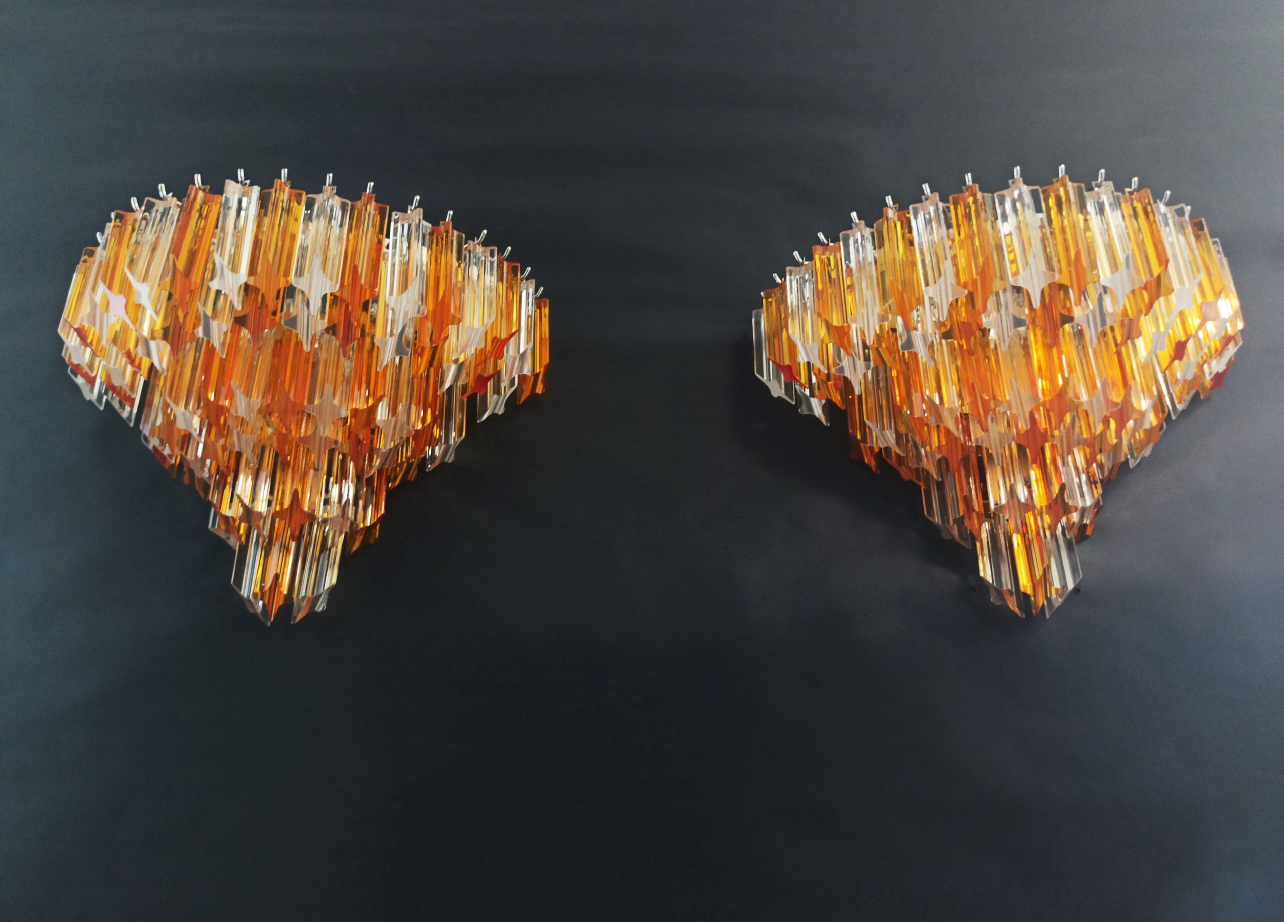 Murano Vegglampe | 63 Klare Gule Prismeglass | 2 stk
