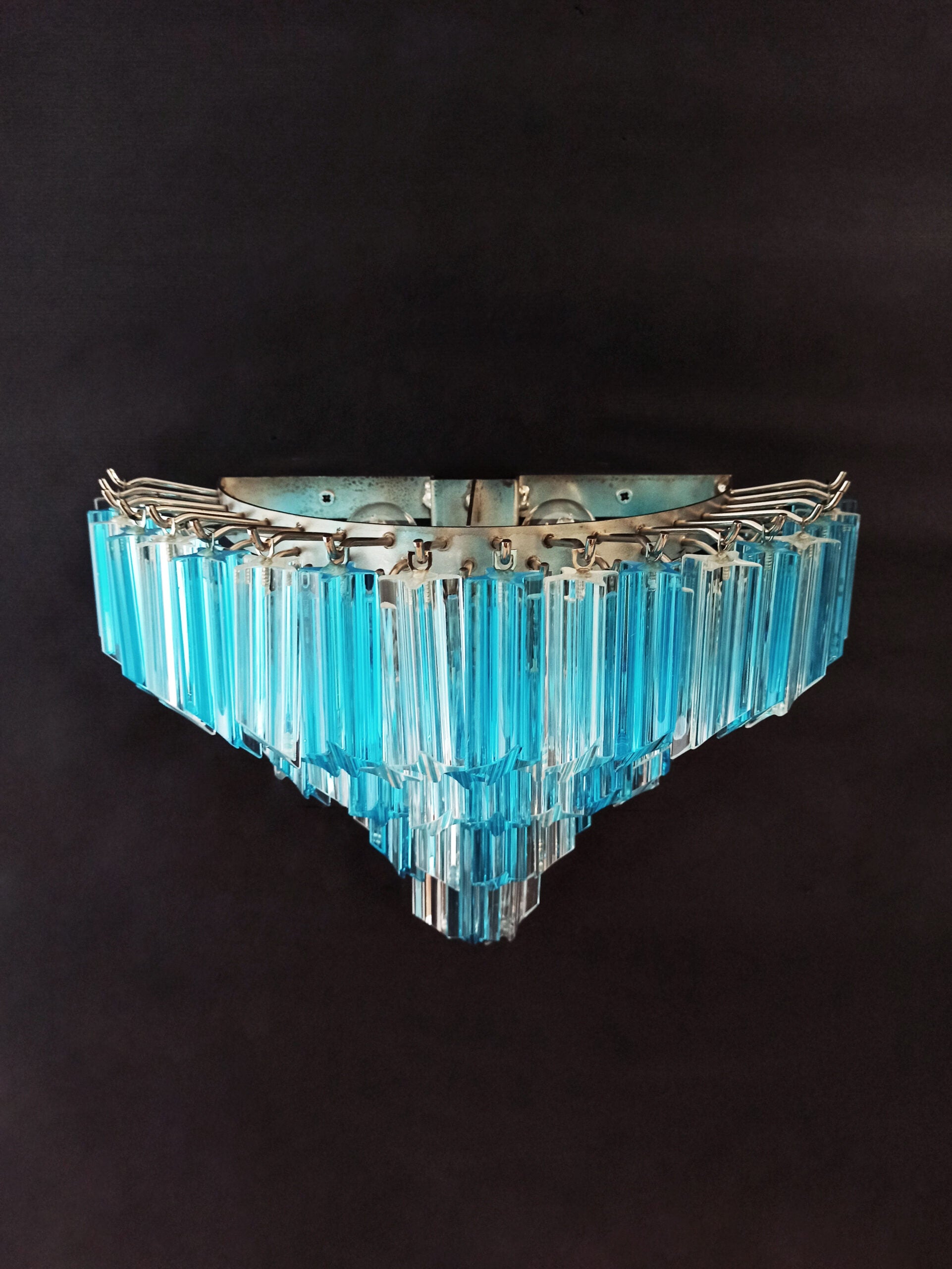 Murano Vegglampe | 63 Klare Blå Prismeglass | 2 stk
