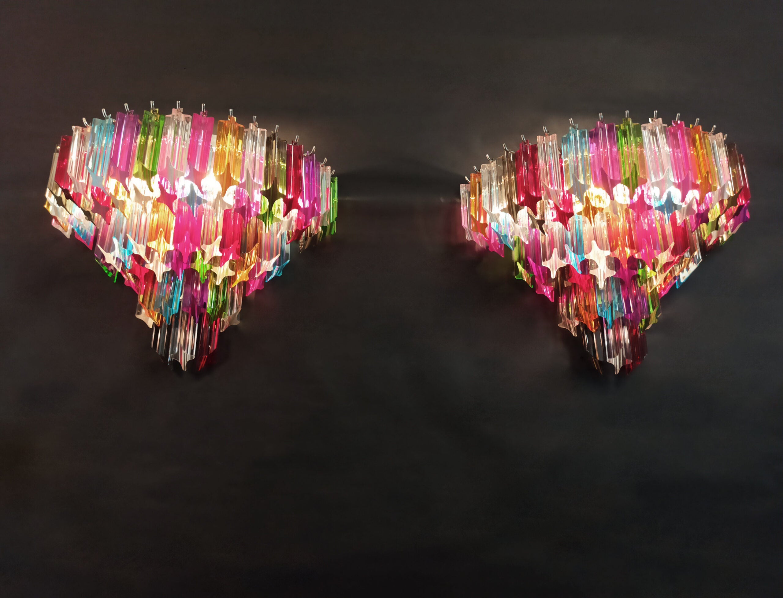 Murano Vegglampe | 63 Multifarge Prismeglass | 2 stk