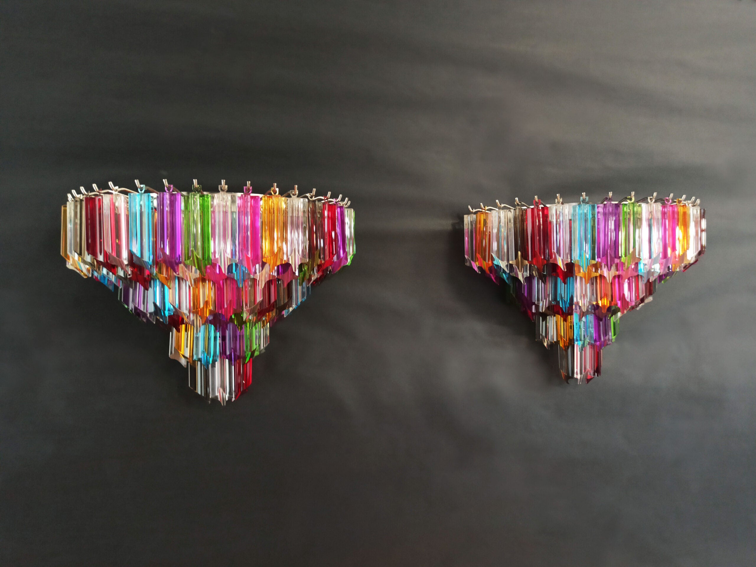 Murano Vegglampe | 63 Multifarge Prismeglass | 2 stk
